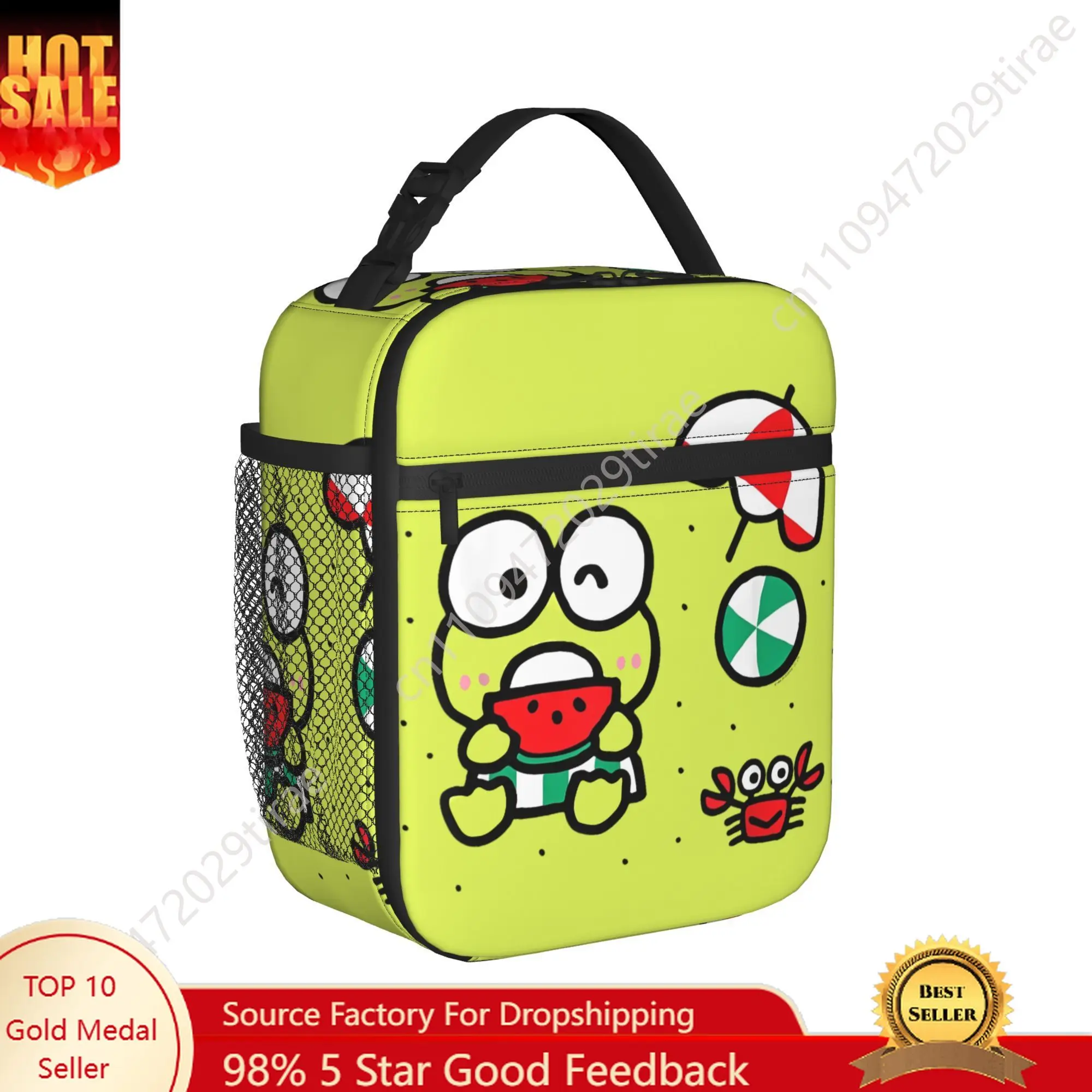 Keroppi Watermelon Insulated Lunch Bag High Capacity Cartoon Meal Container Thermal Bag Lunch Box Tote School Picnic Bento Pouch