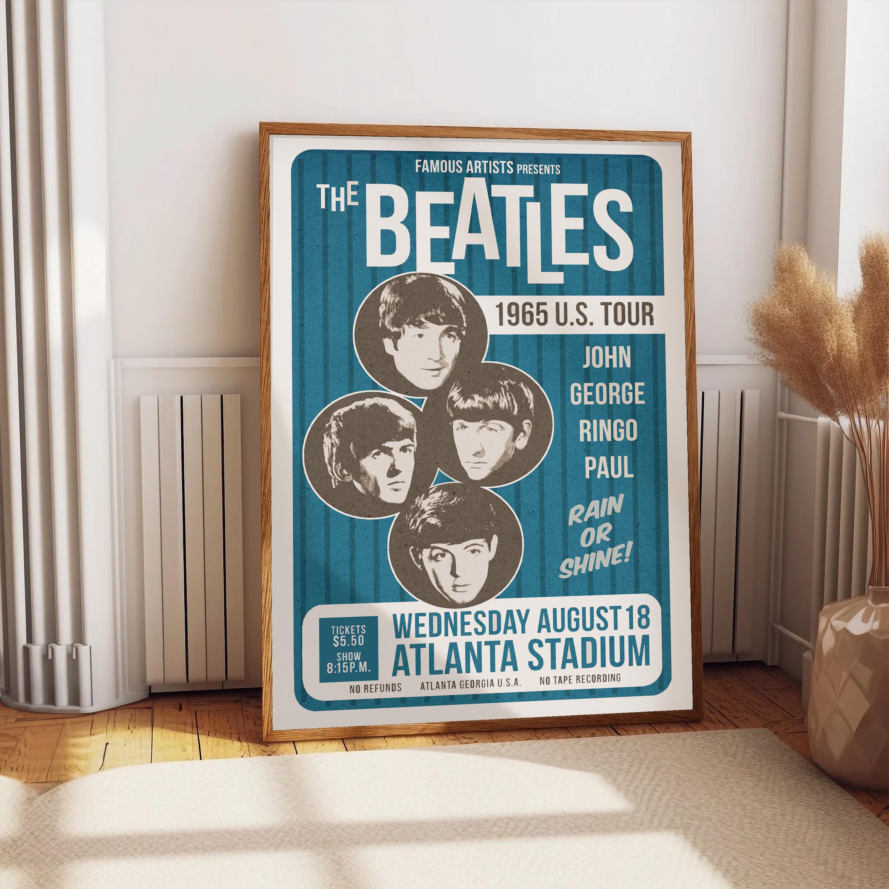 Beatles Blue Concert Poster Wall Art, Rock Music Print, Retro Live Concert Poster, Classic Rock Prints Room Decor, Vintage Rock Band Poster