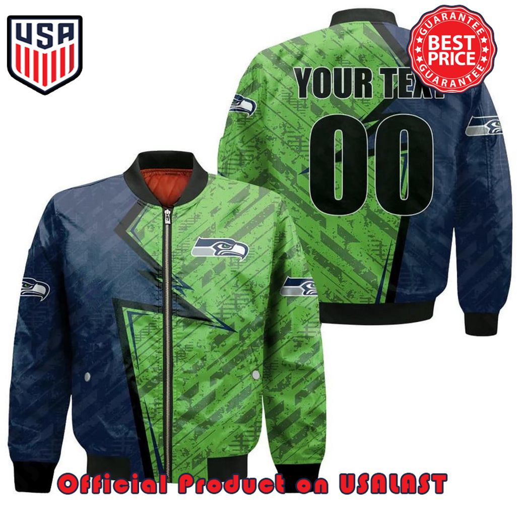 SEATTLE SEAHAWKS BOMBER JACKET 3D PRINTED ABSTRACT PATTERN SPORT Custom Name Number