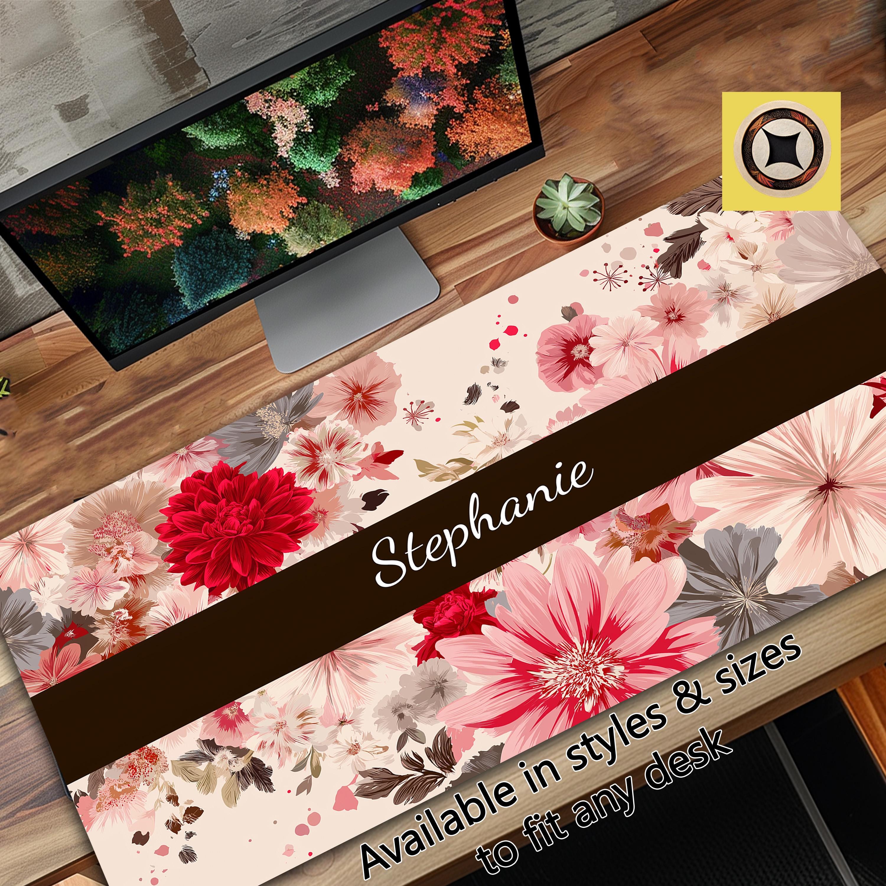Personalized Japanese Floral Desk Mat Non-Slip Water Resistant Desk Pad