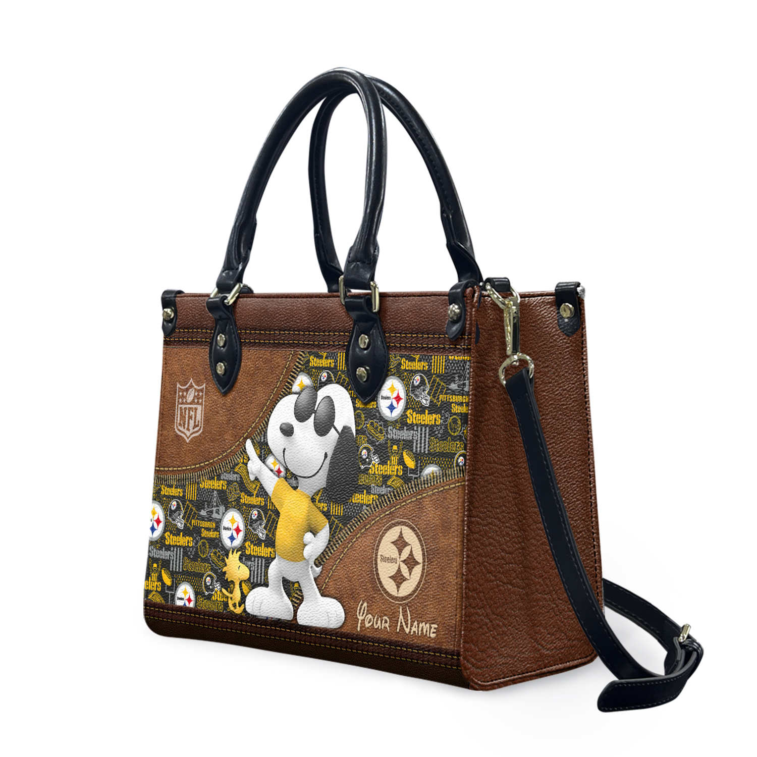 Personalized Pittsburgh Football Team Steelerss Leather Hand Bag