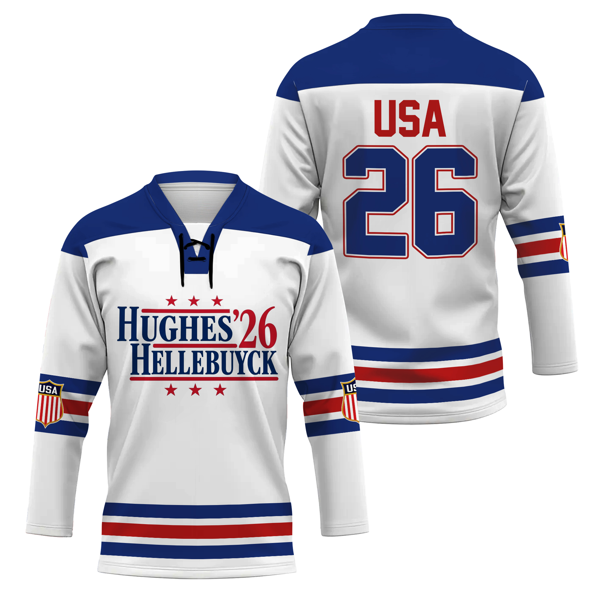 Hughes & Hellebuyck USA Hockey Jersey