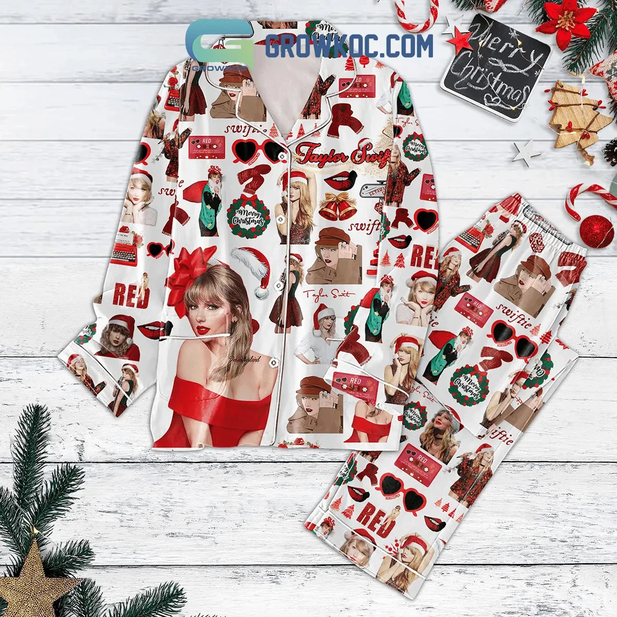 The Famous Singer Merry Christmas The Eras Pajamas Set