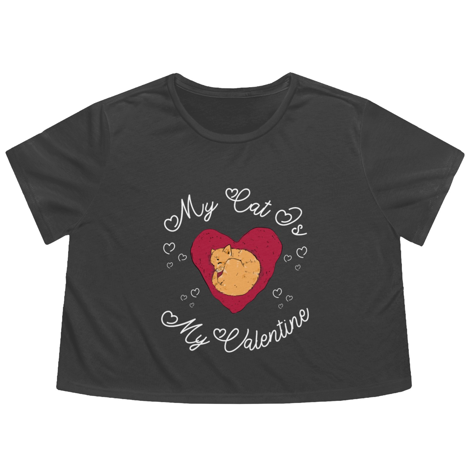 My Cat is My Valentine Flowy Cropped Tees