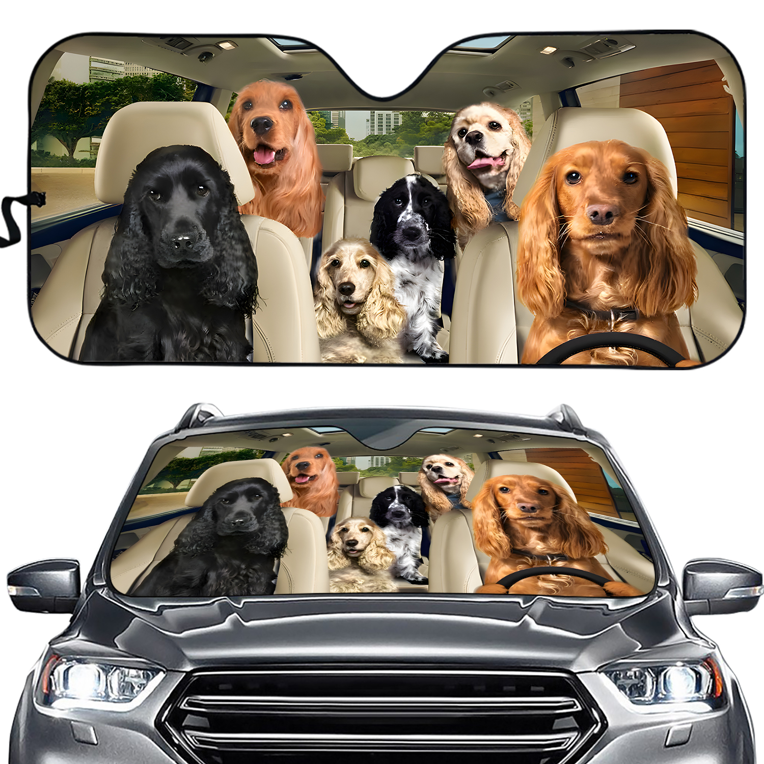 Cocker Spaniel Car Sun Shade, Cocker Spaniel Car Sunshade, Cocker Spaniel Car Decoration