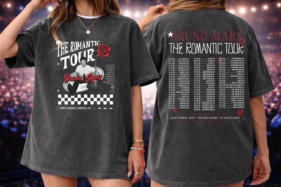 New Show Added Bruno *Mars The Romantic Tour 2026 Schedule Dates T-Shirt