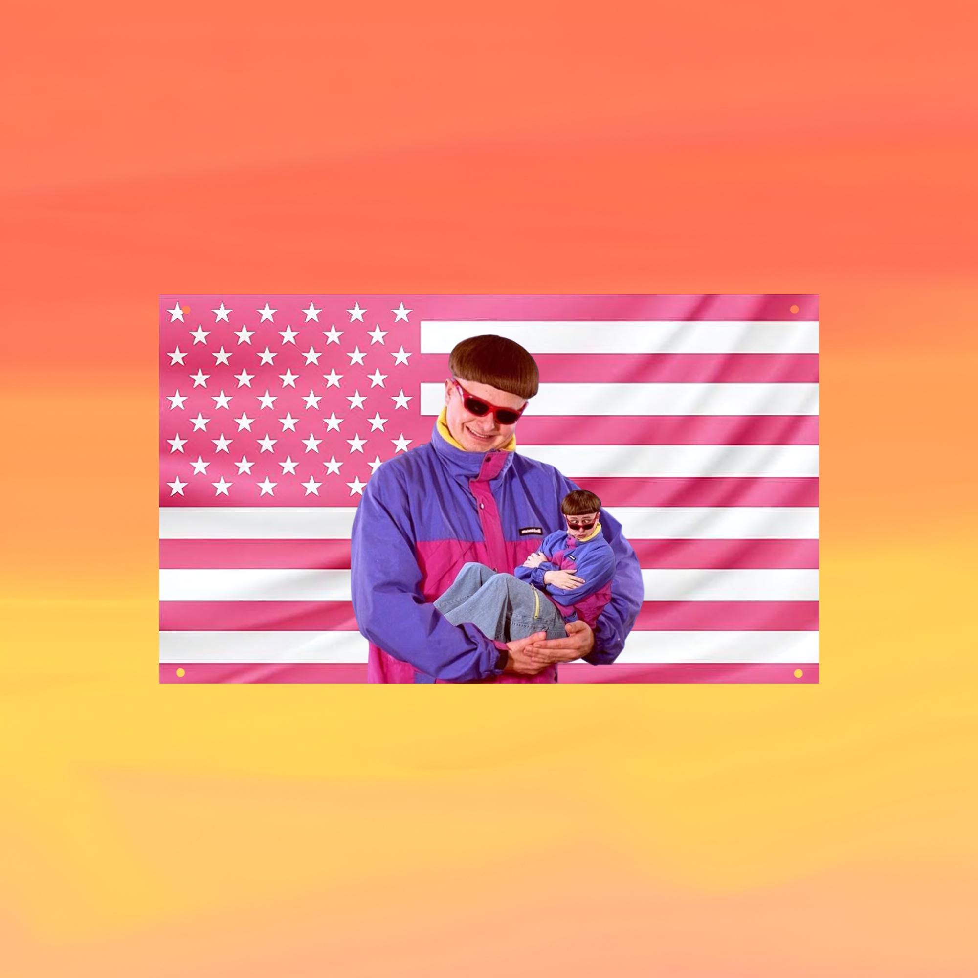 Oliver Tree Pink US Wall Tapestry Flag, Music Wall Art, Singer Bedroom Decor, Aesthetic Fan Banner