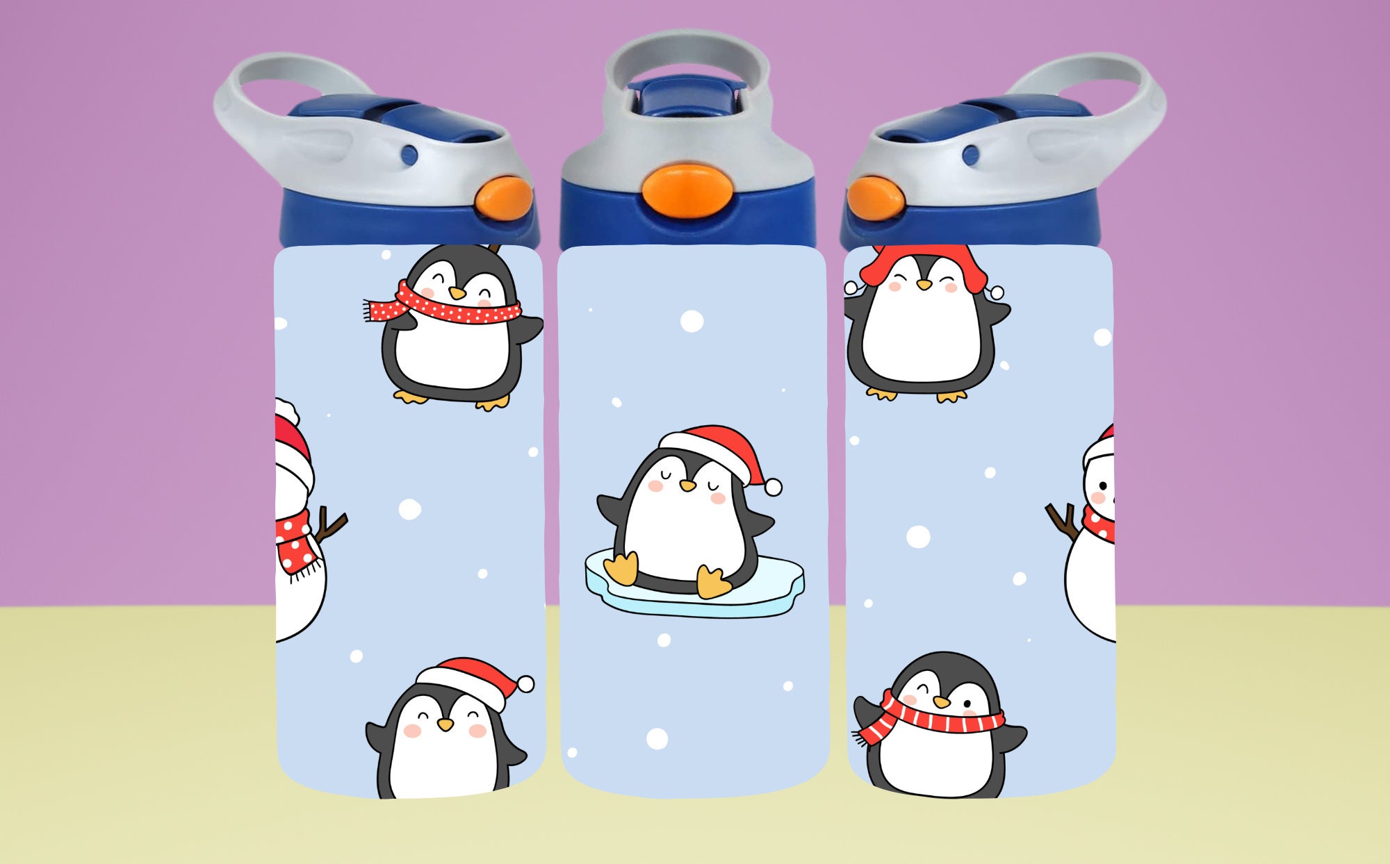 Penguin 12oz Kids Flip Top Tumbler Wrap, Childrens Winter Tumbler