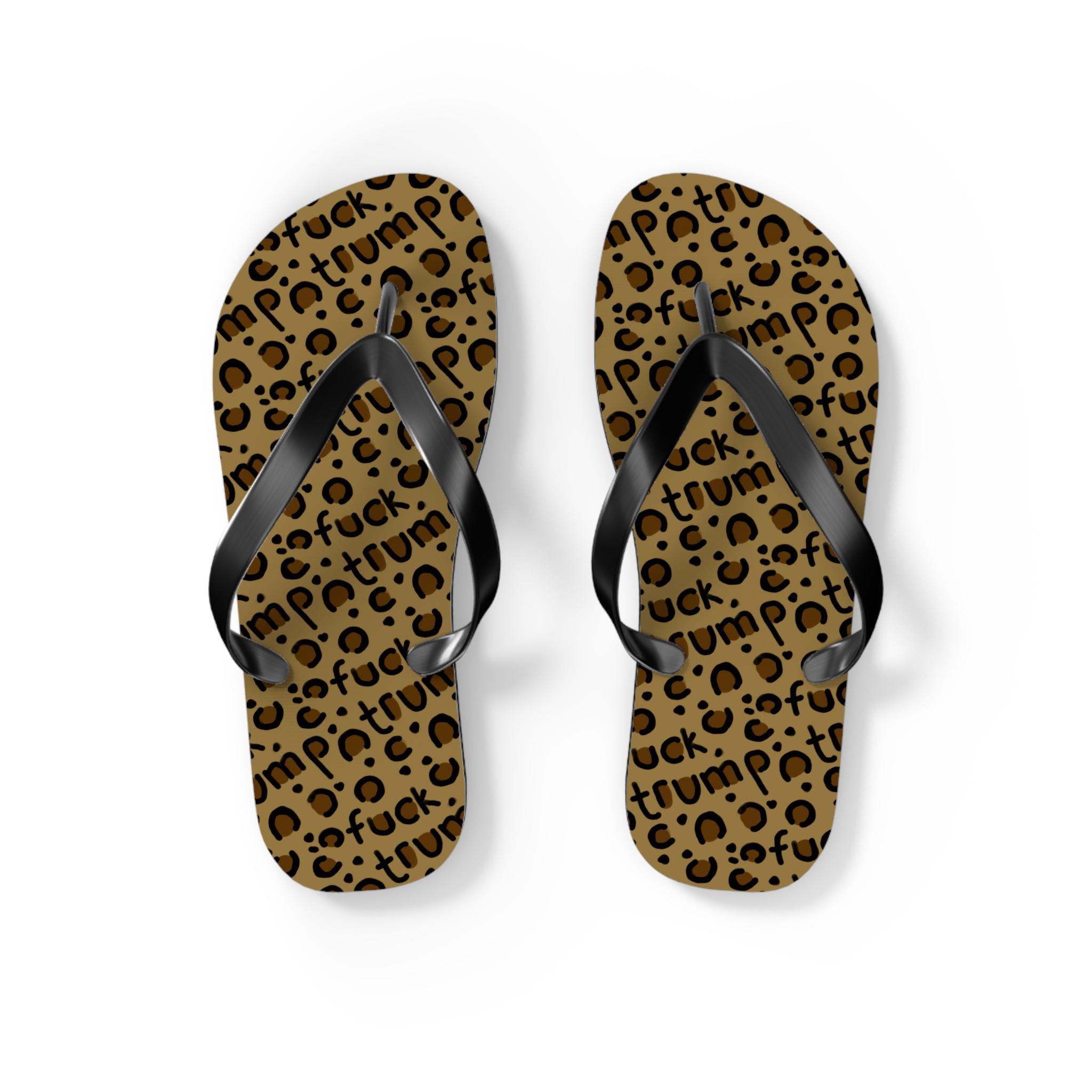 Slightly Subtle Leopard Print Flip Flops, Comfortable Summer Footwear, Trendy Beach Sandals, Gag Gift, Pool Party, Summer Beach Vibes