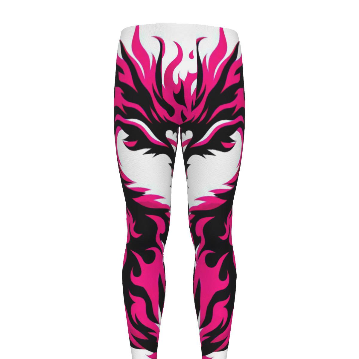 Hot Pink Dragon Men's Athletic Leggings for Martial Arts, Training, Running, and Fitness