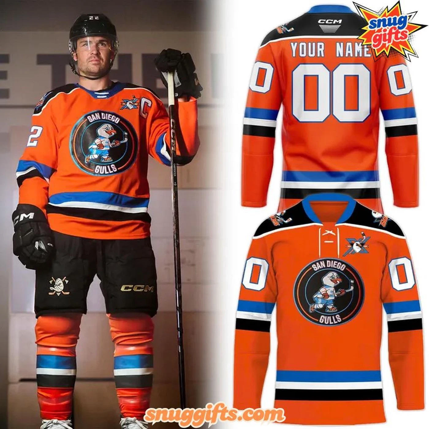 Personalize San Diego Gulls 10 Year Anniversary Lace Hockey Shirt Fan Gear Gift