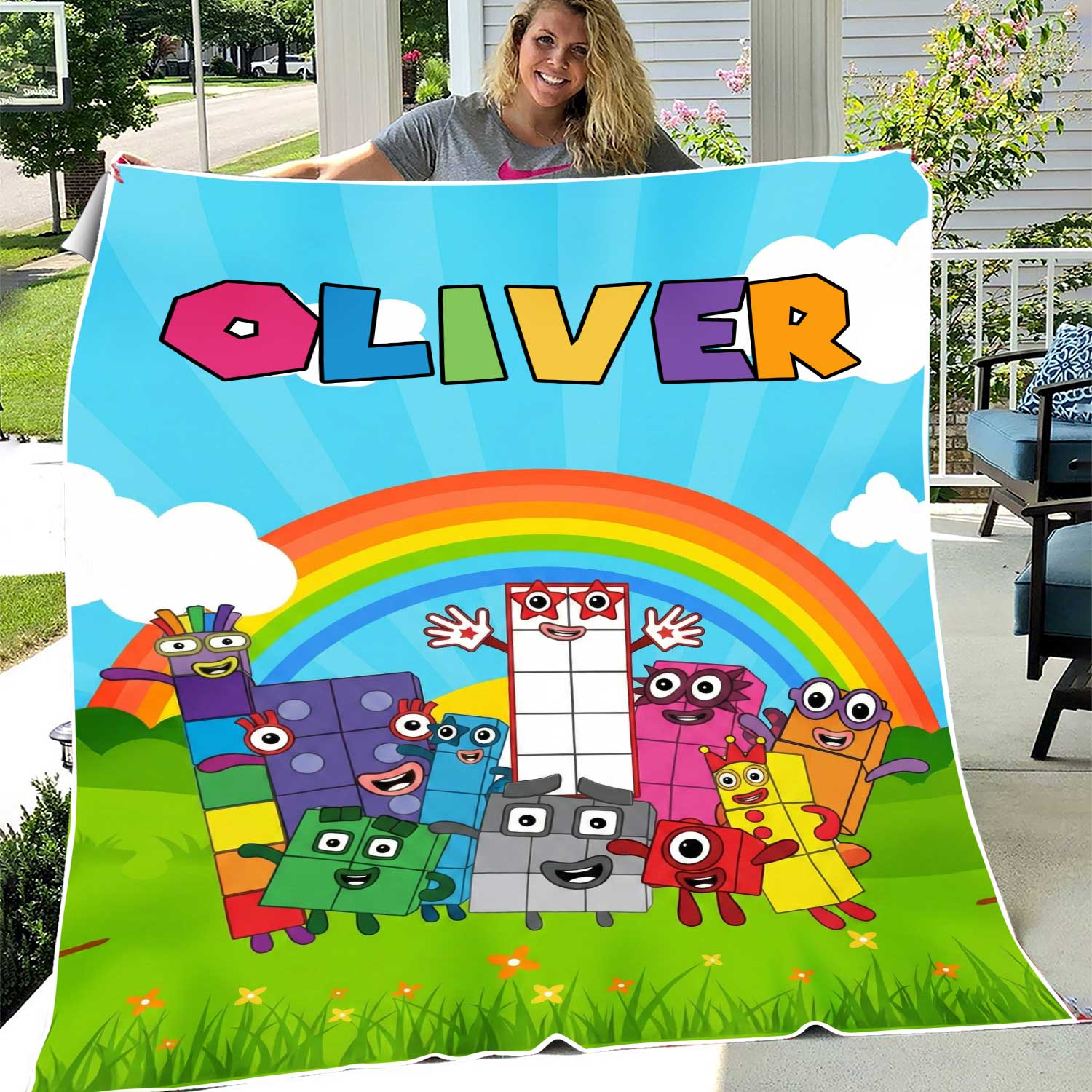 Personalized Numberblocks Quilt Blanket, Numberblocks Kids Blanket, Custom Name Numberblocks Birthday Party Theme, Christmas Blanket