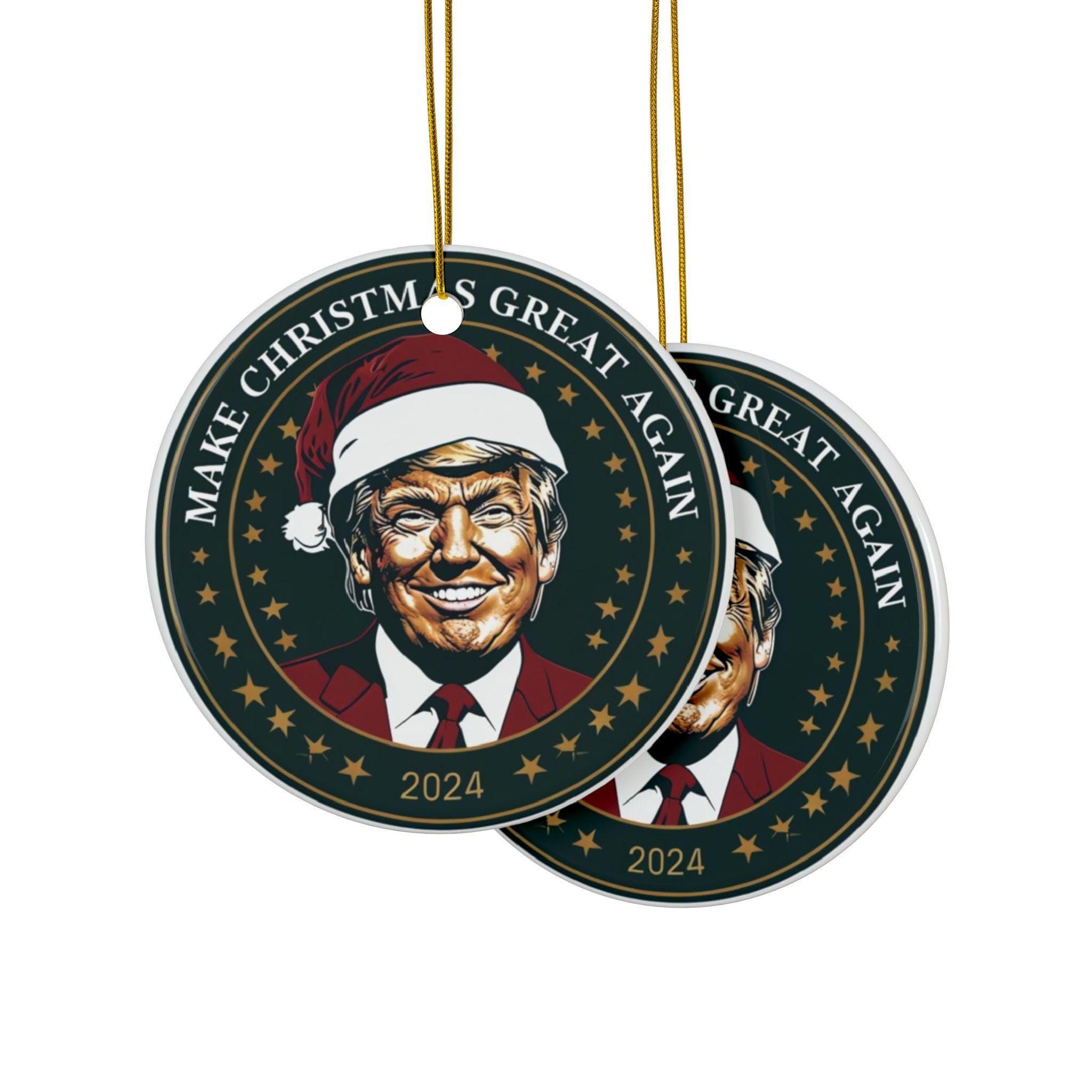 Ceramic Ornament, Santa Trump Make Christmas Great Again 2024, Holiday Decor, Christmas Gift, Political Christmas Decor, Christmas Tree