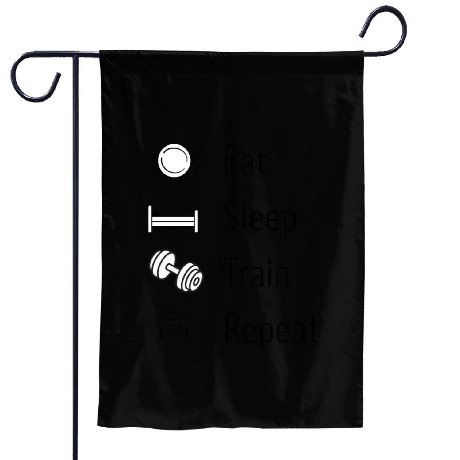 Eat. Sleep. Train. Repeat. Garden Flags