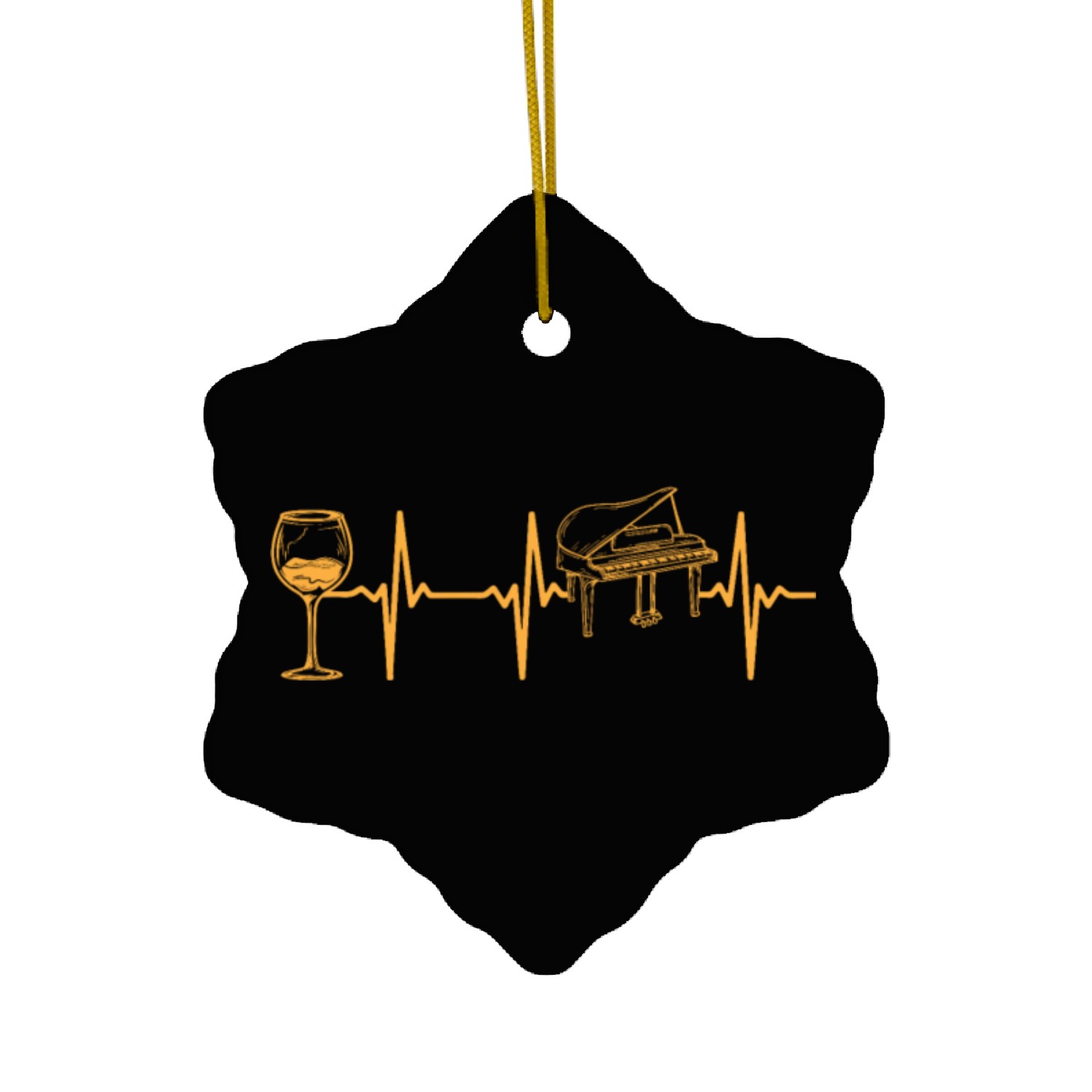 Piano Heartbeat With Wine Piano EKG Heartbeat Pian Ceramic Ornaments