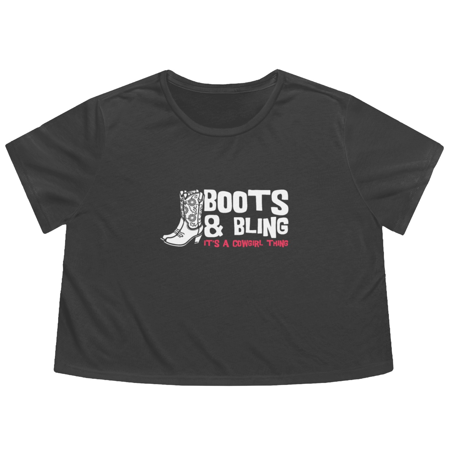 Boots And Bling It's A Cowgirl Thing Flowy Cropped Tees