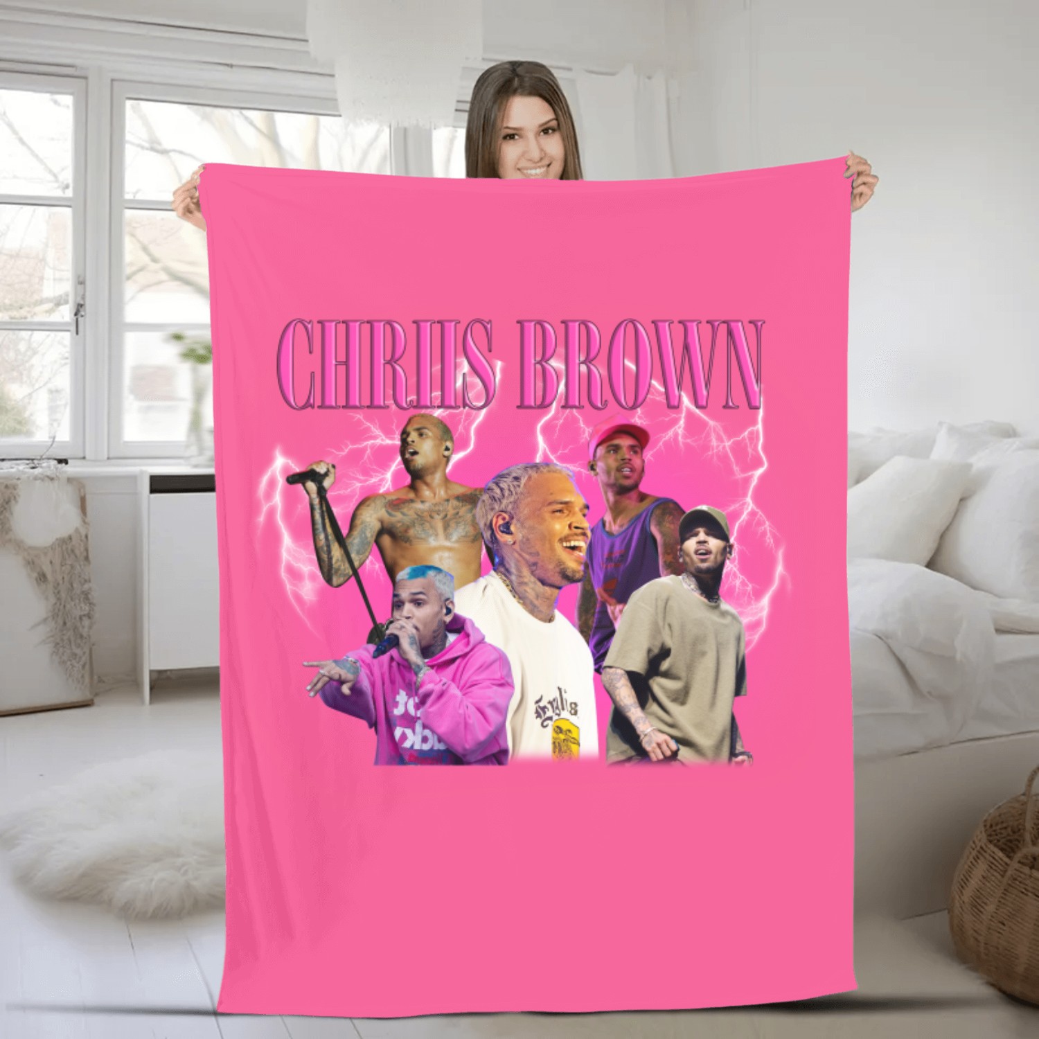 Vintage Chris Brown Fleece Blankets, Chris Brown Bootleg Fleece Blankets