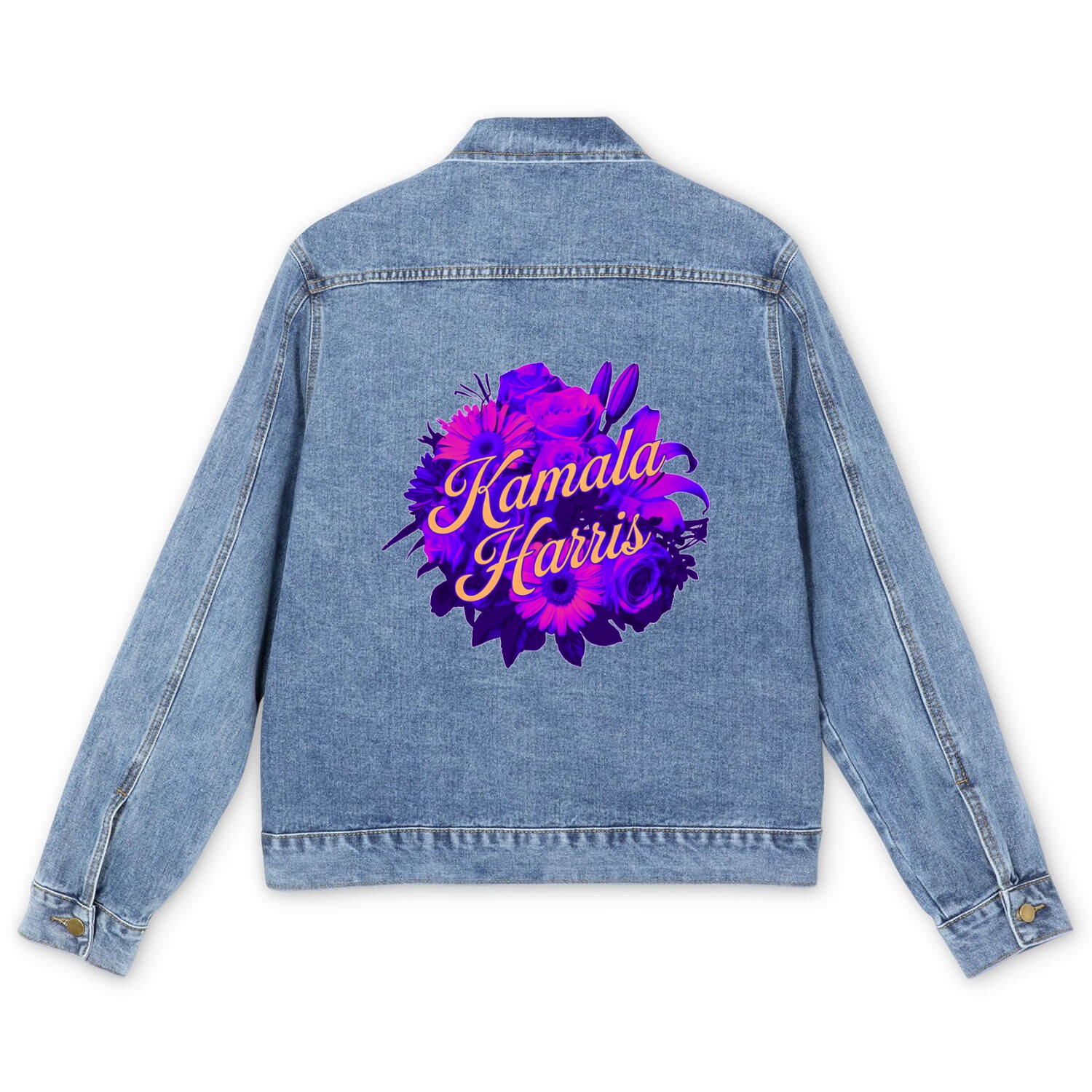 kamala harris floral for president Men's Denim Jackets