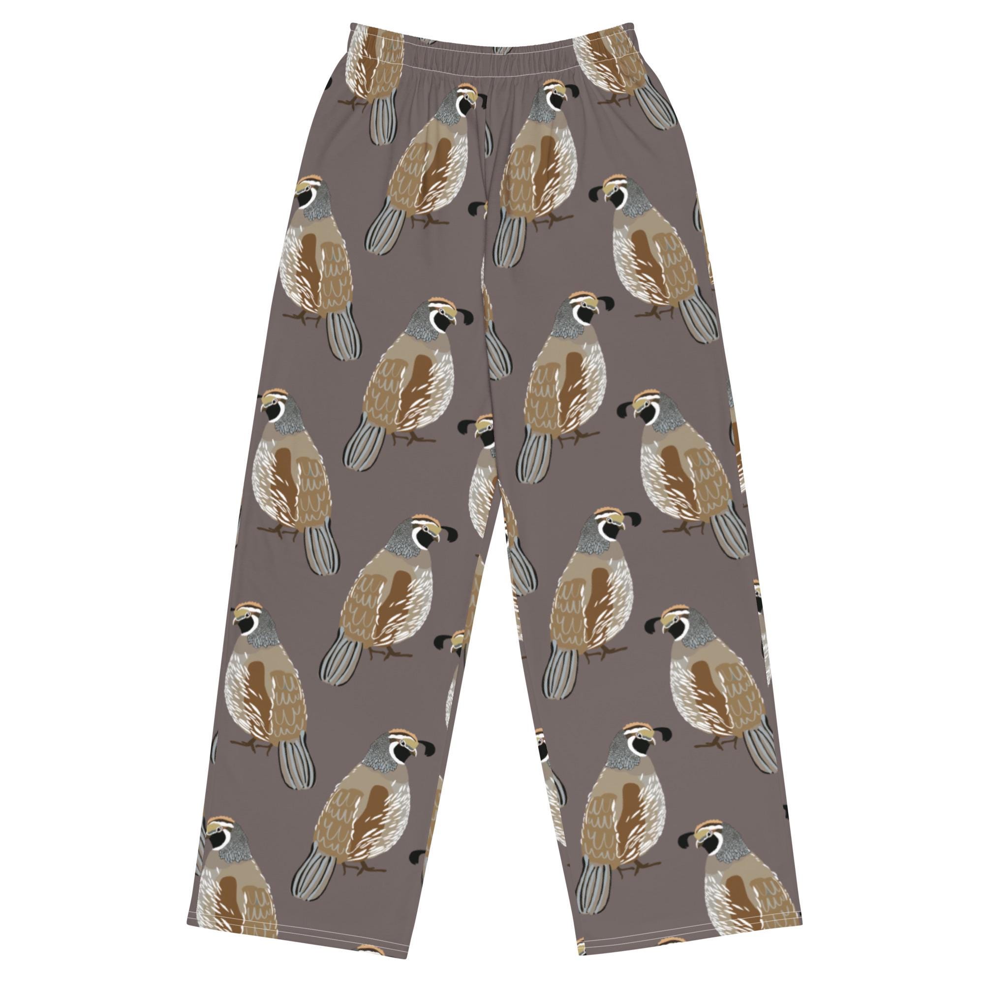 Quail Pajama Pants / Bird Print Unisex Leisure Pants