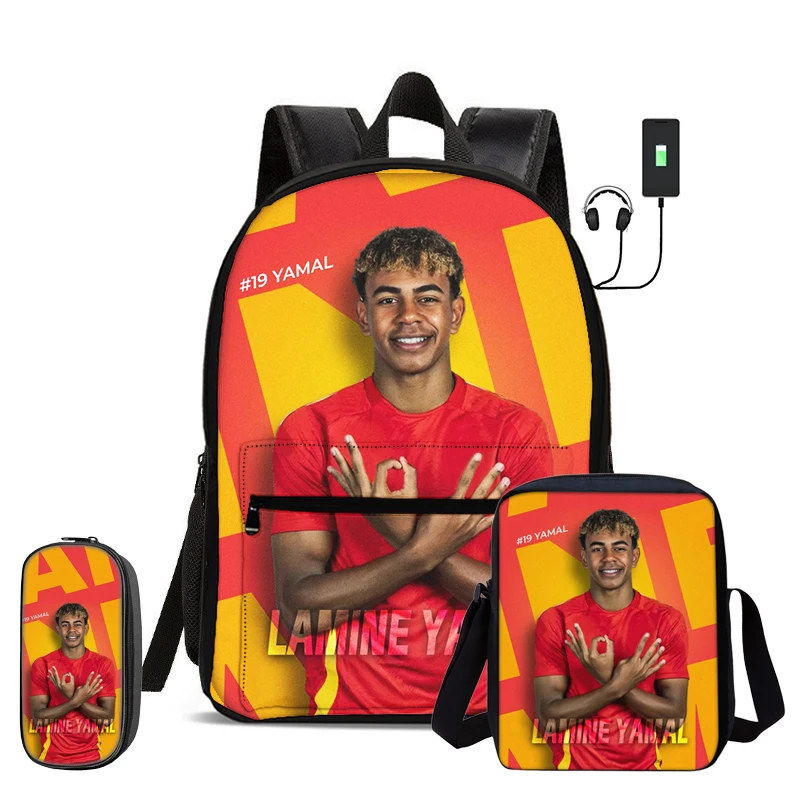 Lamin Yamal Backpack Set For Kids, Student Bag, Football Lover Gift, Back to School Gift, Kids Birthday Gift Idea