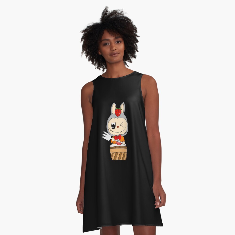 Labubu cute eating cake A-Line Dress, Gift for Her