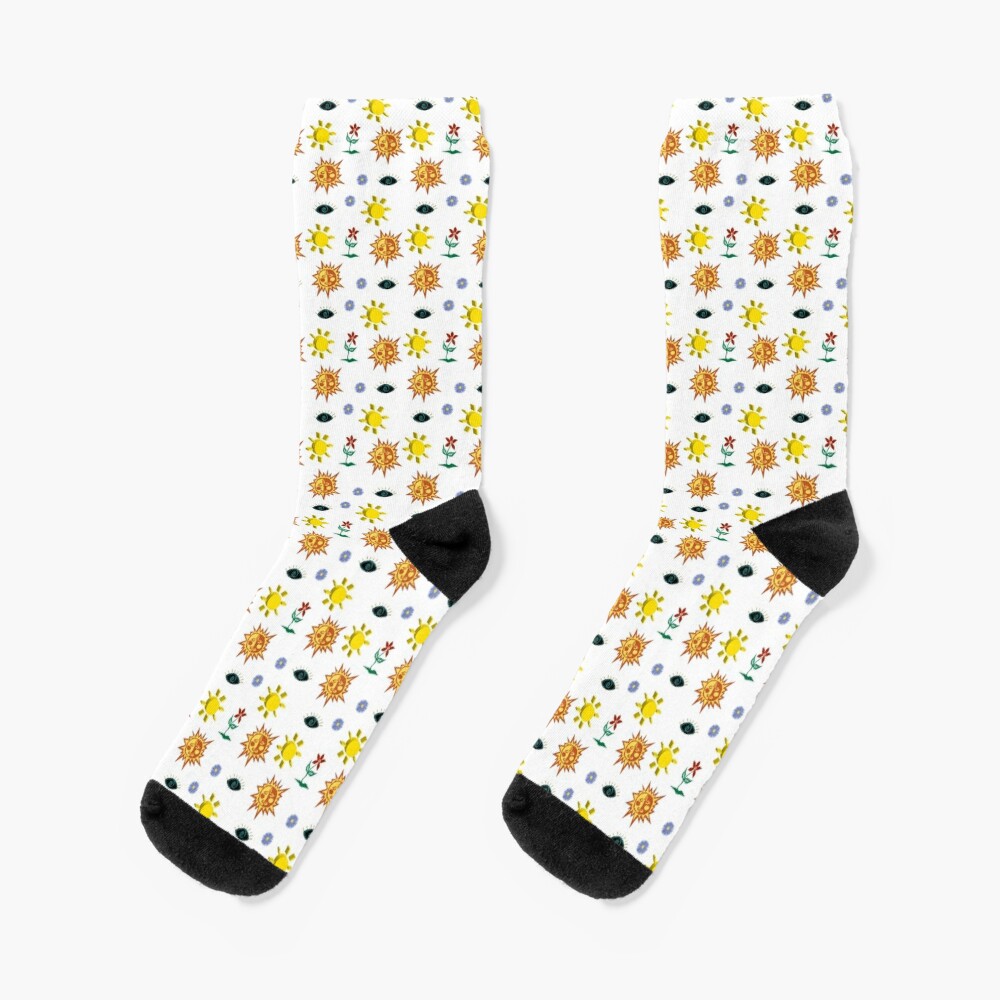 The sun, roses and the charming eye Pattern Socks