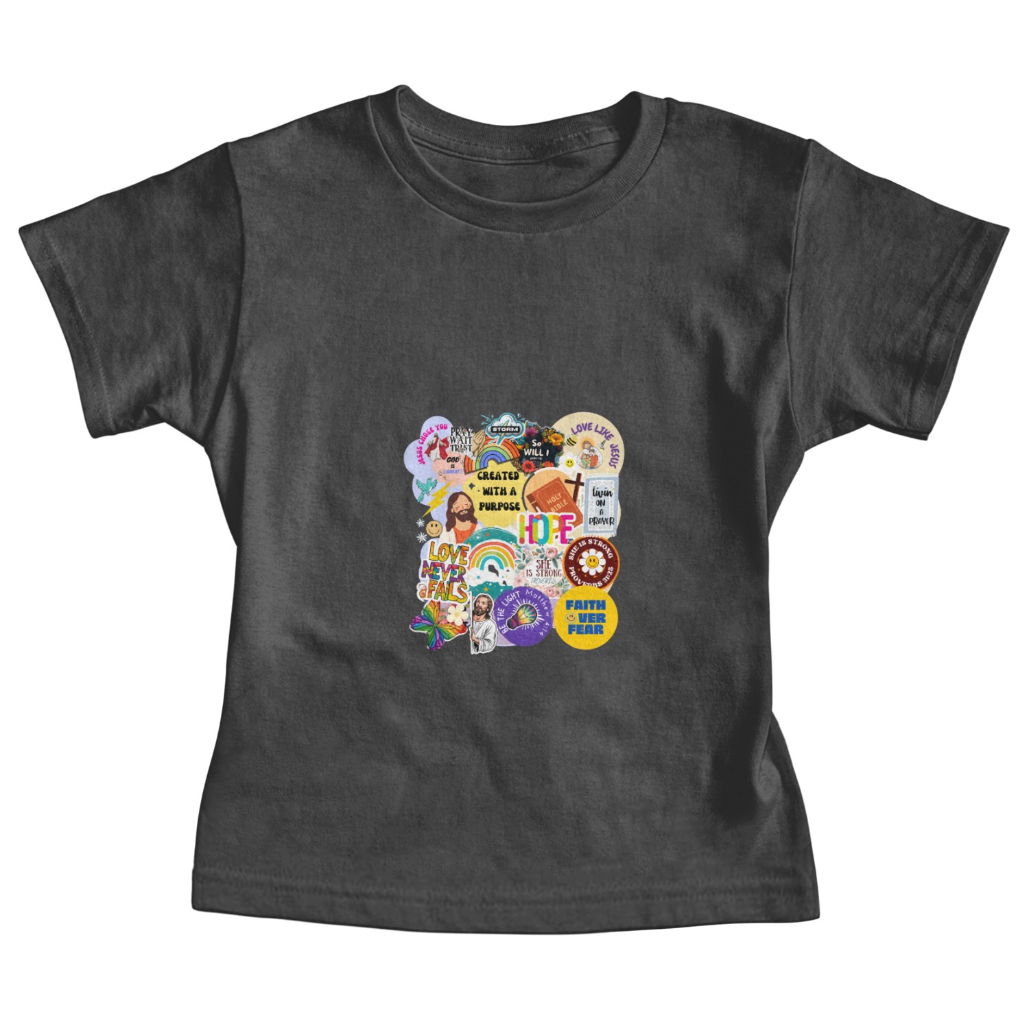 Created With A Purpose Jesus Sticker Collage Baby Tees