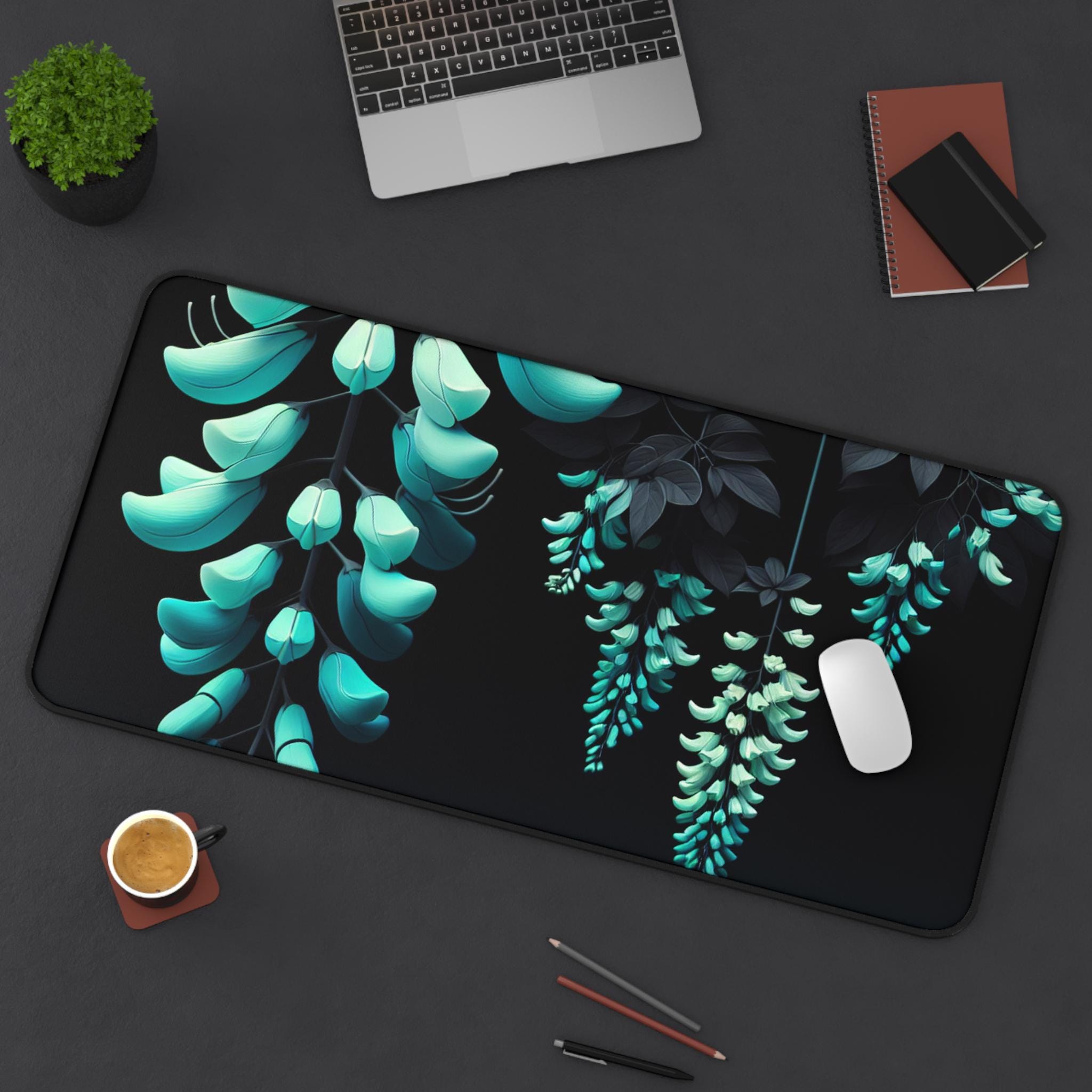 Floral Desk Mat - Wisteria Design for Home Office, Workspace Organization
