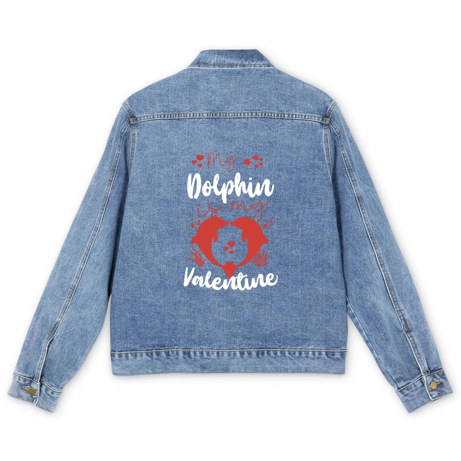 Dolphin Valentines Day My Dolphin Men's Denim Jackets