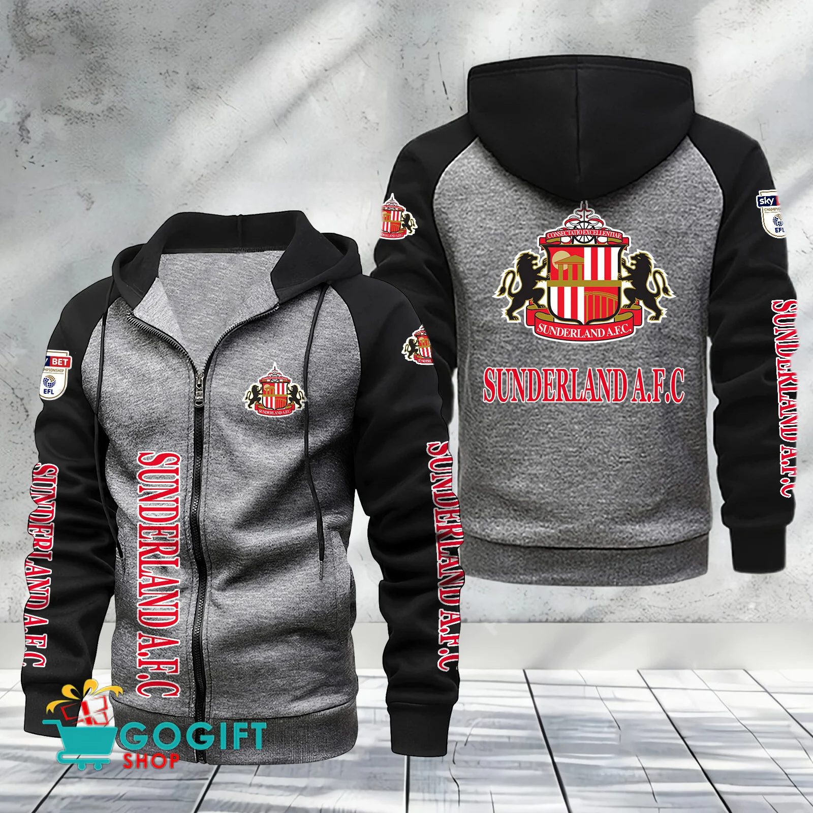 Sunderland AFC Sporty Style Raglan Zipper Hoodie