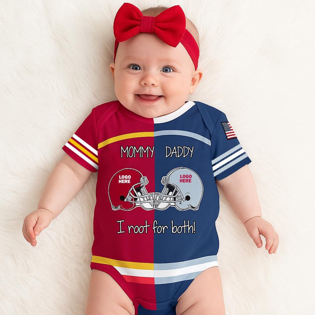 Custom Two Football Team Baby Bodysuit, House Divided Football Toddler and Youth Jersey, House Divided Kid's Shirt, Split Team Kids Shirt