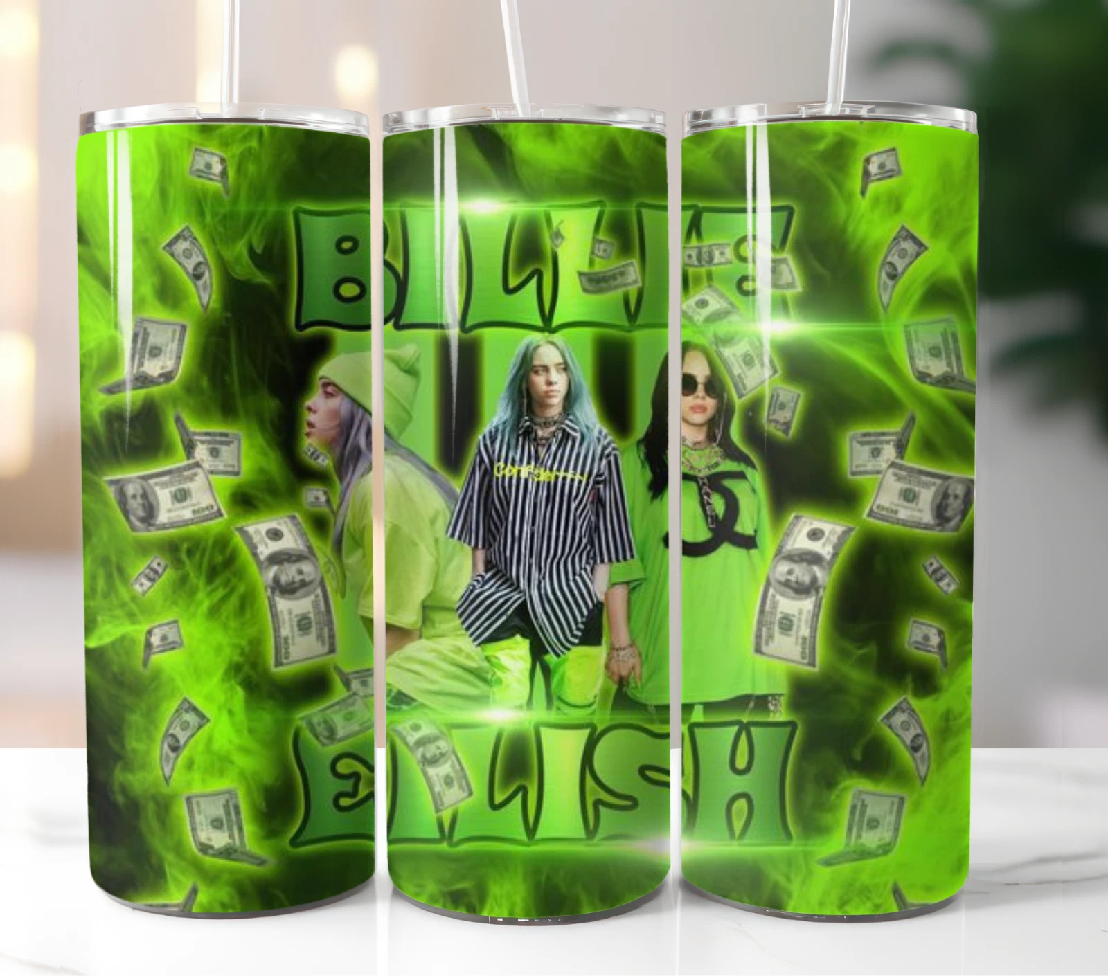 Billie Eilish Tumbler 20oz Travel Mug Stainless Steel Cup Straw