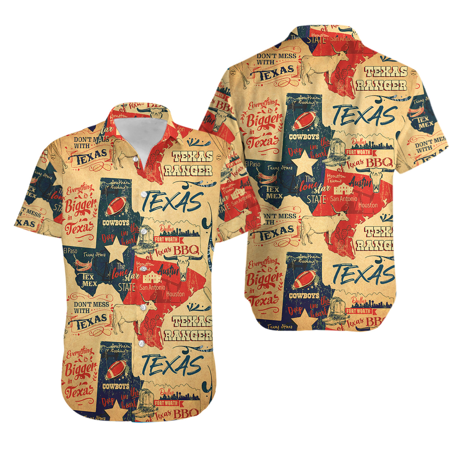Texas Button Hawaiian Shirt