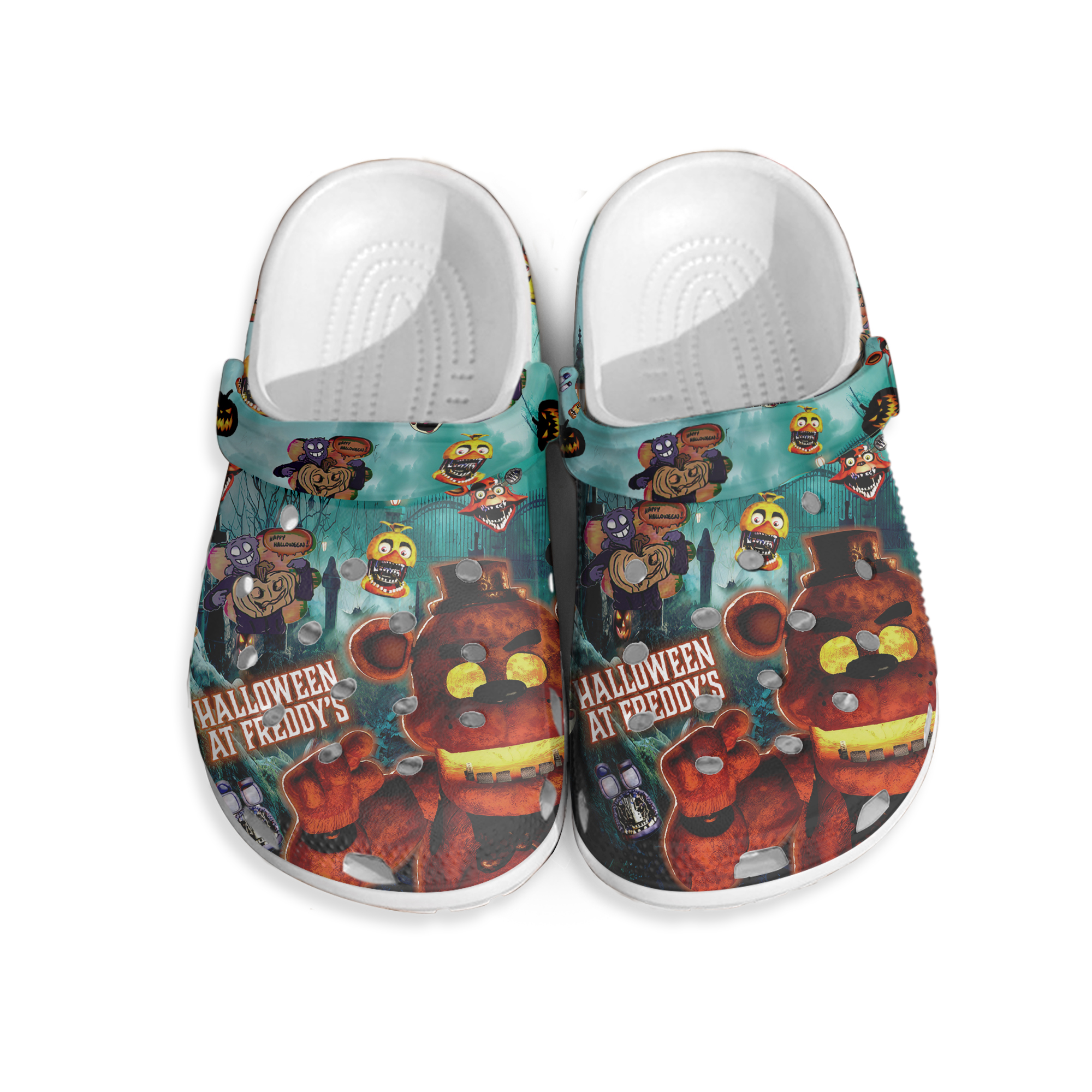 Halloween Five Nights At Freddy Clogs, Five Nights At Freddy Shoes Men, Halloween Game Sandals, Horror Movie Shoes, Halloween Gift