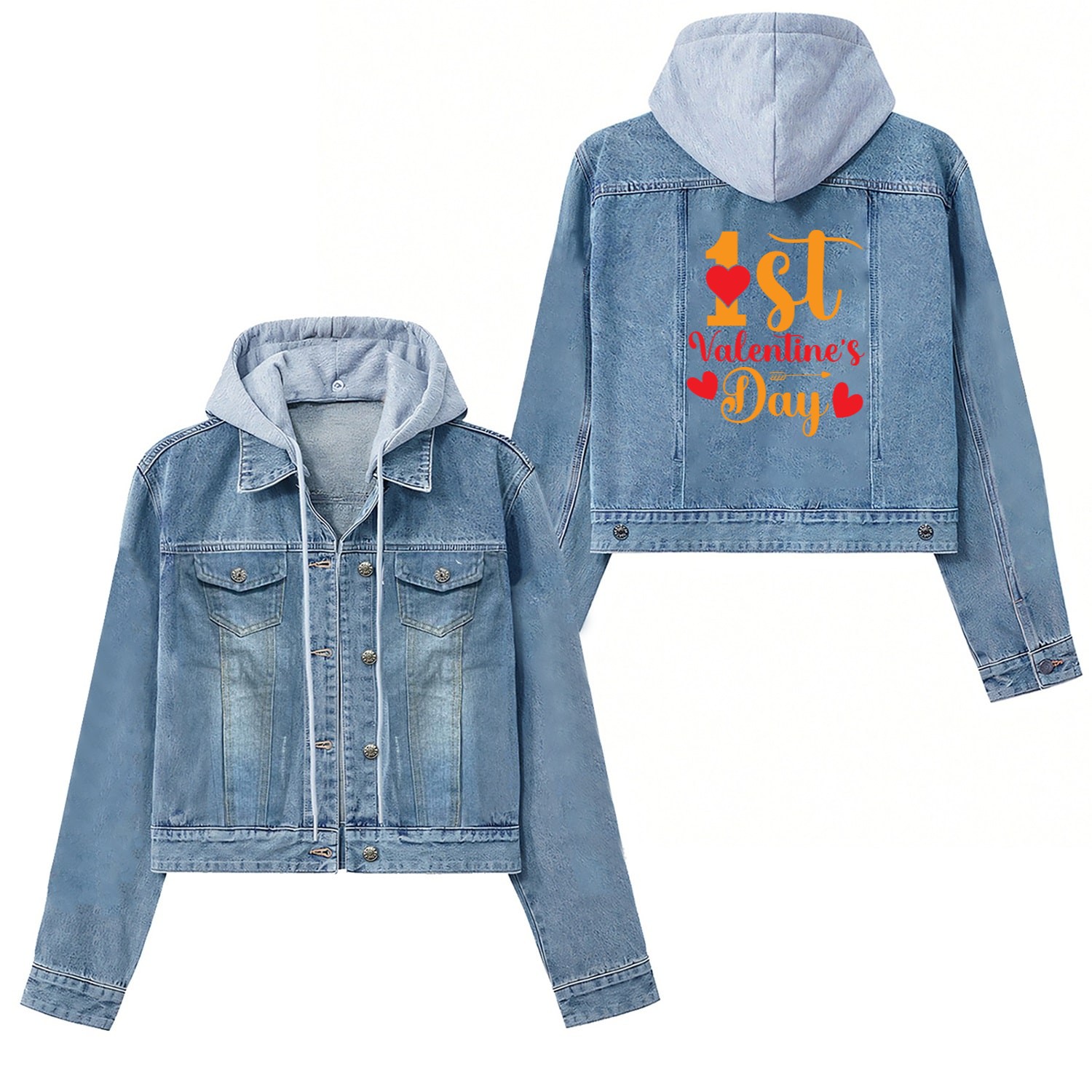 My first Valentine's Day, our 1st Valentines Day Women's Denim Jackets
