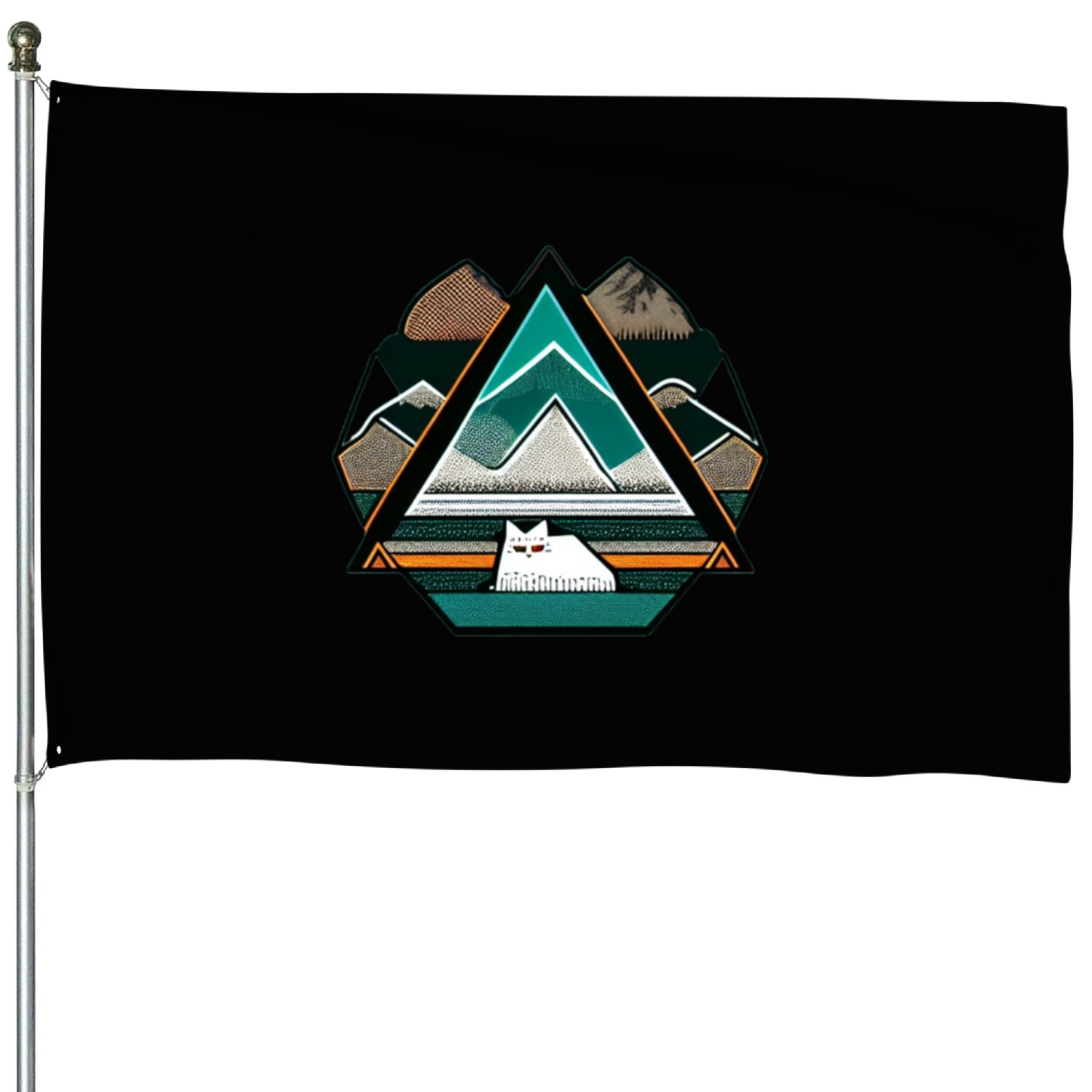 Kitty in the Mountains House Flags
