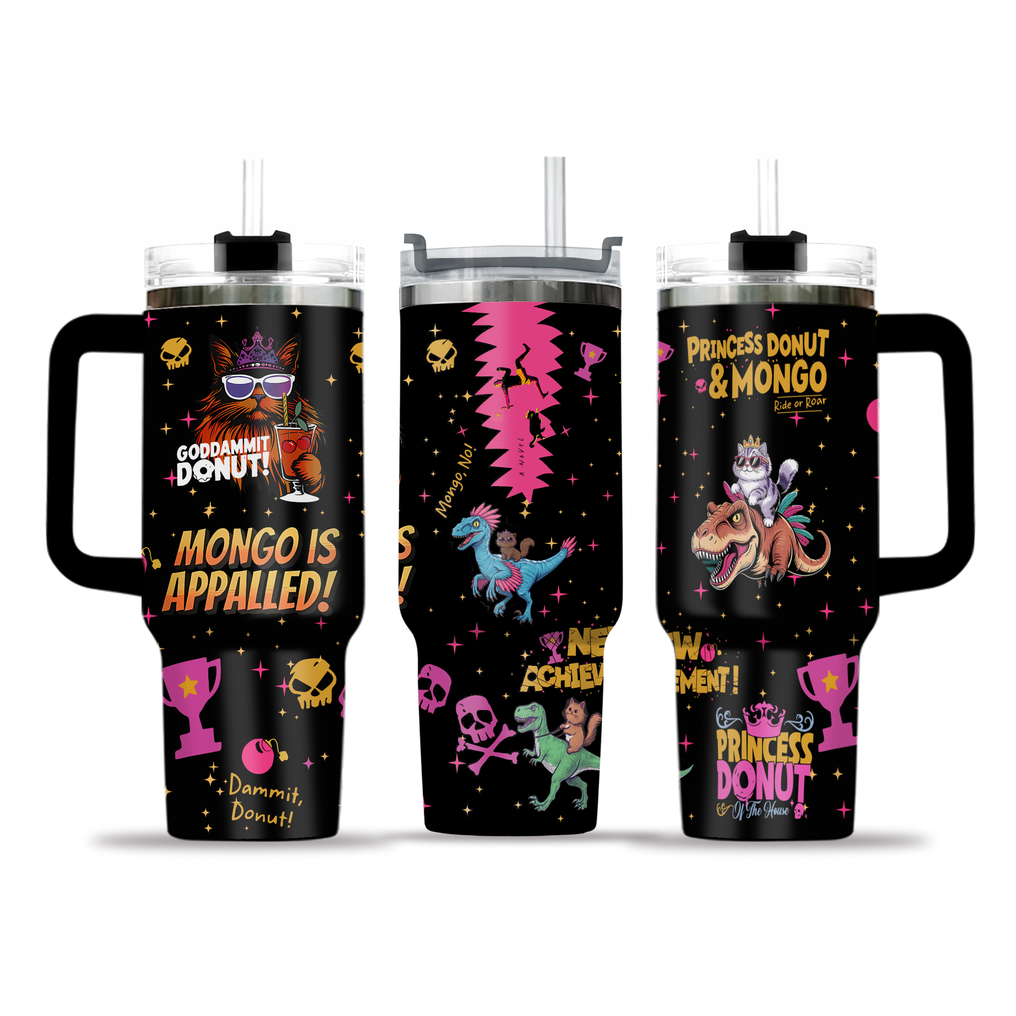 Princess Donut And Mongo 40oz Tumbler, Dungeon Crawler Carl Stainless Tumbler, Fantasy Book Drinkware Tumbler, Bookish Tumbler