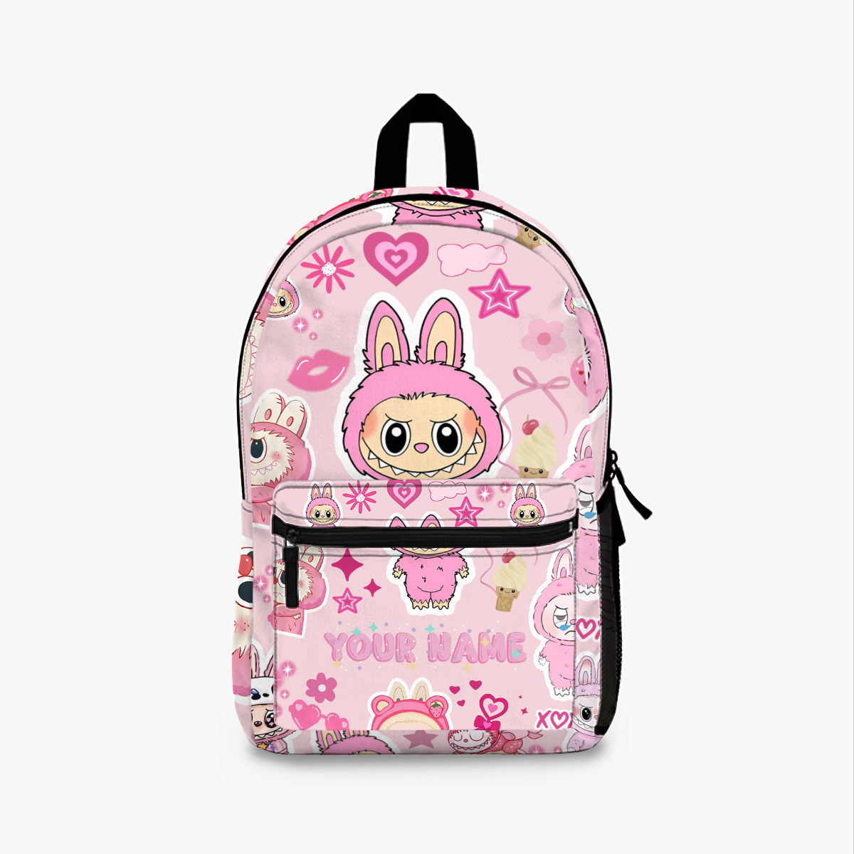 Personalized Cute Monster Backpack for Girls | Custom Pink Anime Travel Bag | Back to School
