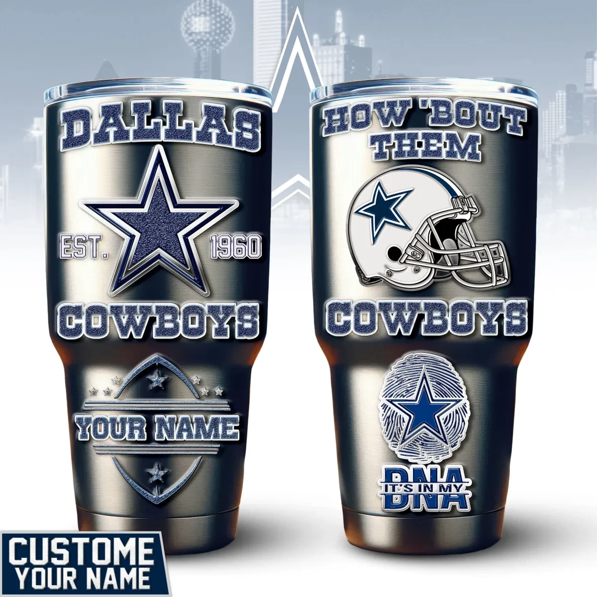 Dallas Football Team Cowboyss 30oz Tumbler With Straw Vacuum Insulated