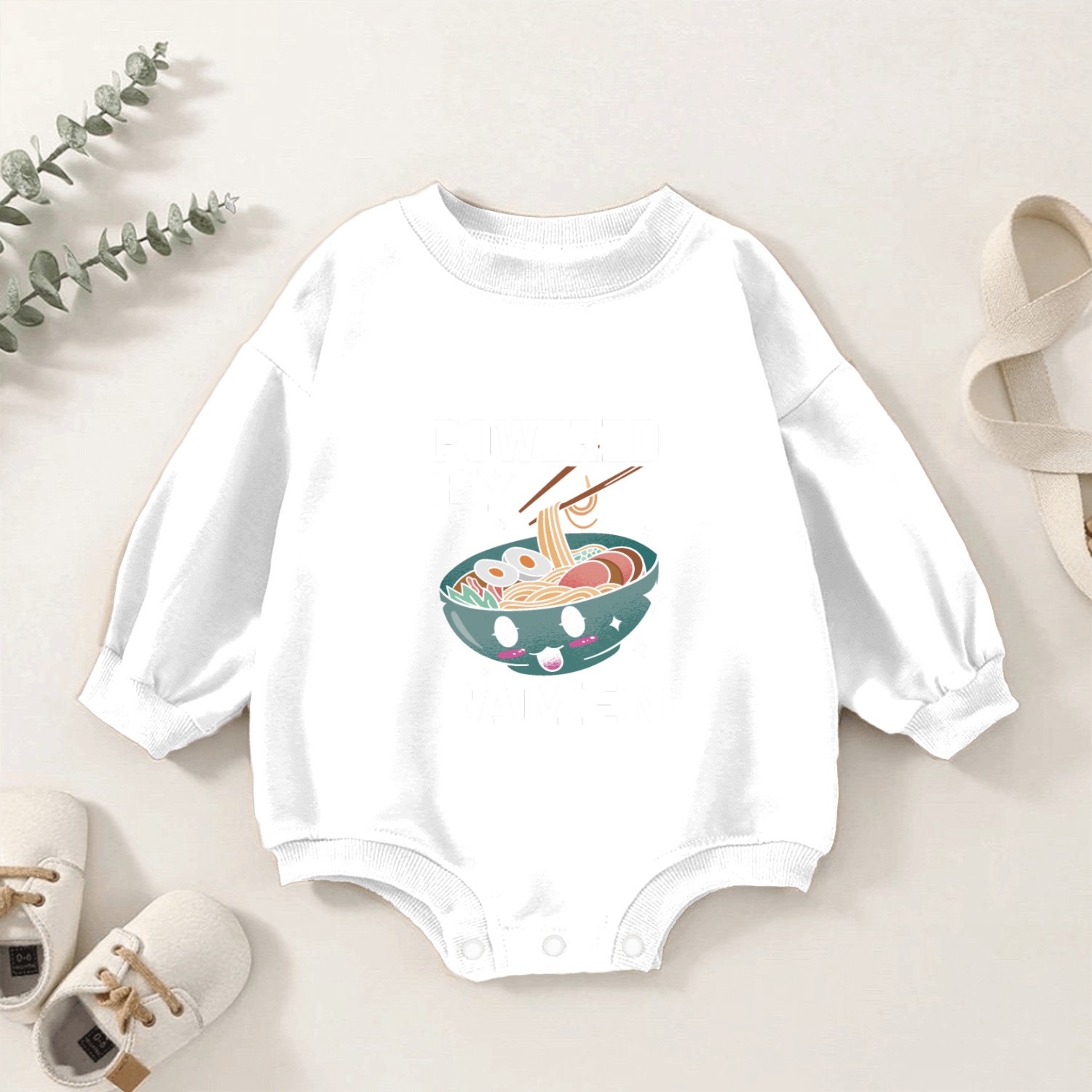 Powered By Ramen Anime Japanese Soup Cup Noodle Baby Romper Sweatshirts