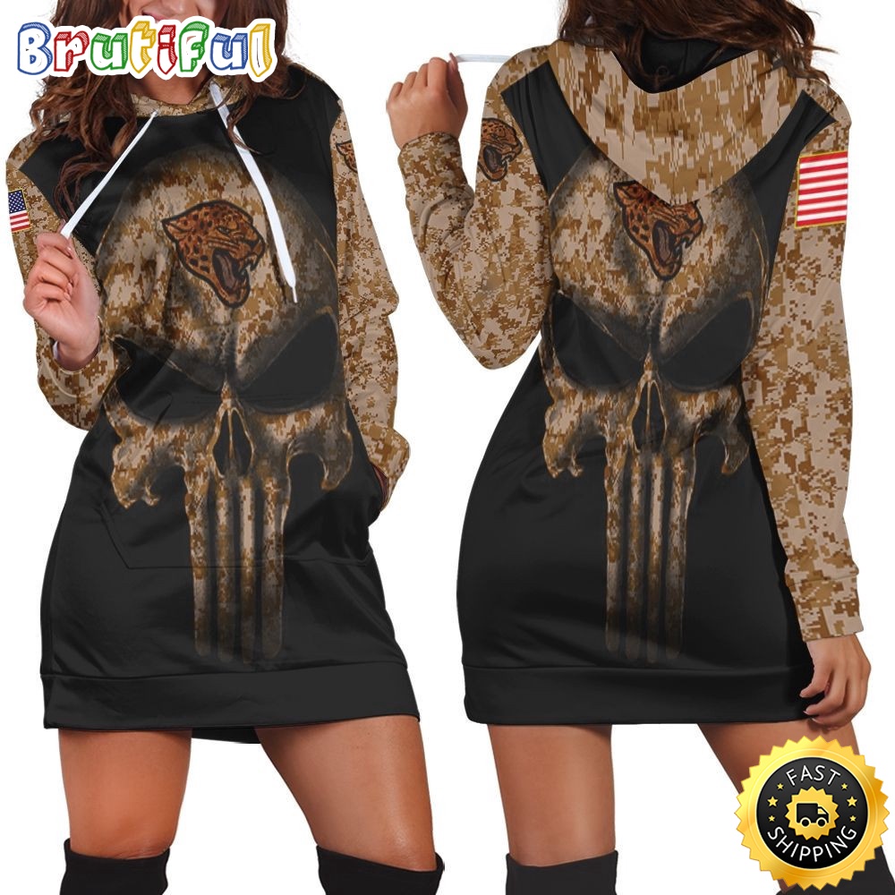 football Jacksonville Jaguars Hoodie Dress American Flag Camouflage Skull