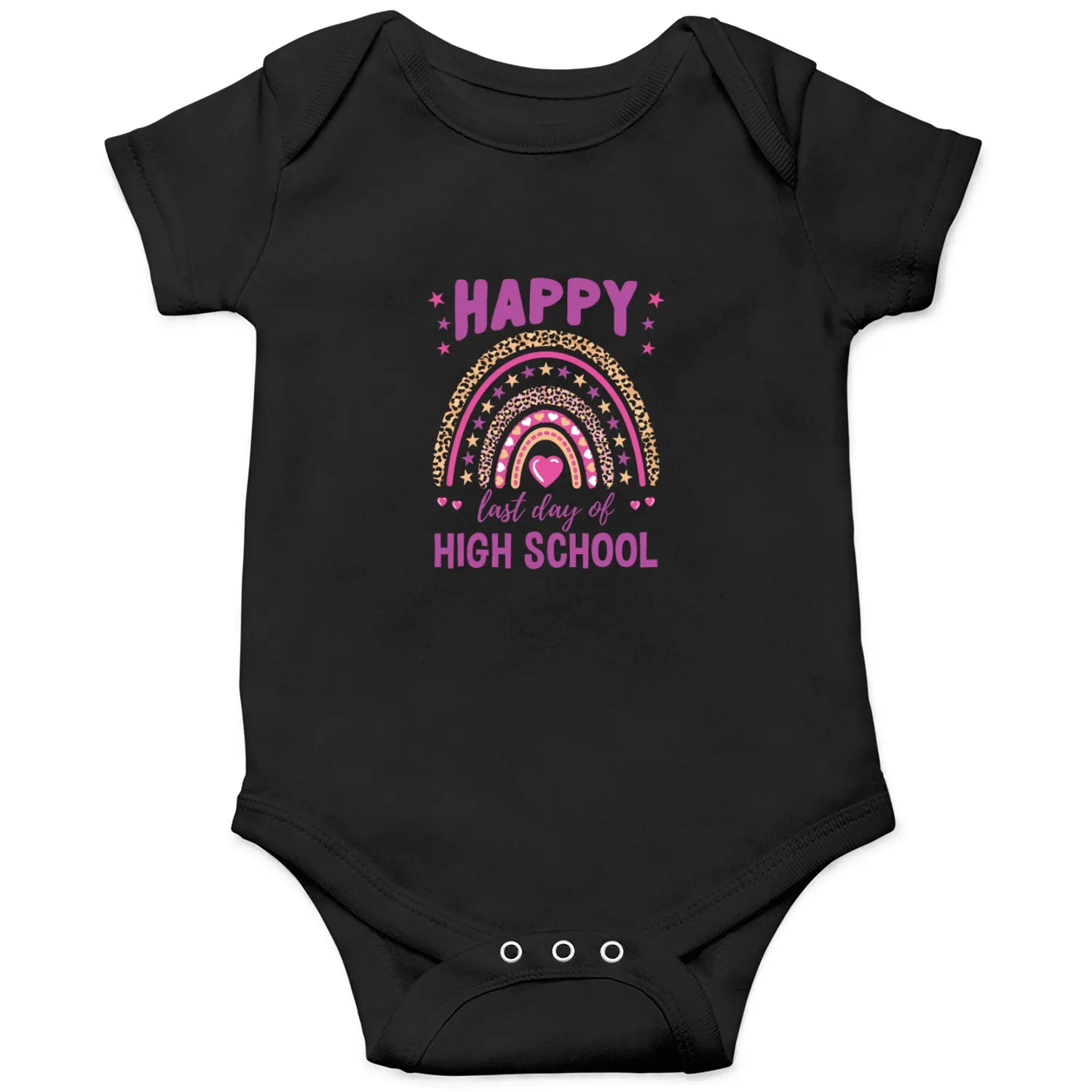 Happy Last Day Of High School Leopard Rainbow Onesies