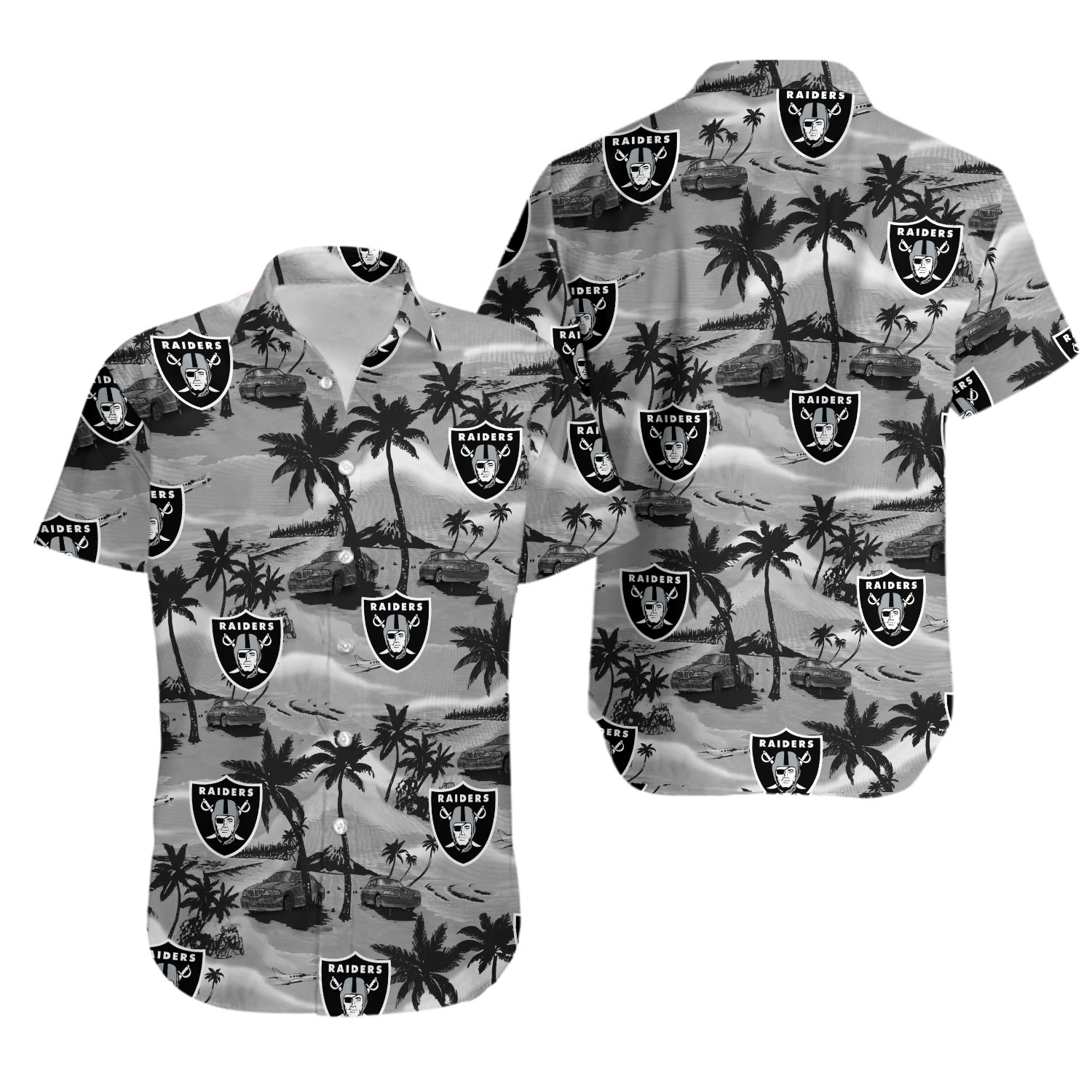 Fanmade Raiders Palm Football Hawaiian Shirt Aloha Beach Summer S 5XL