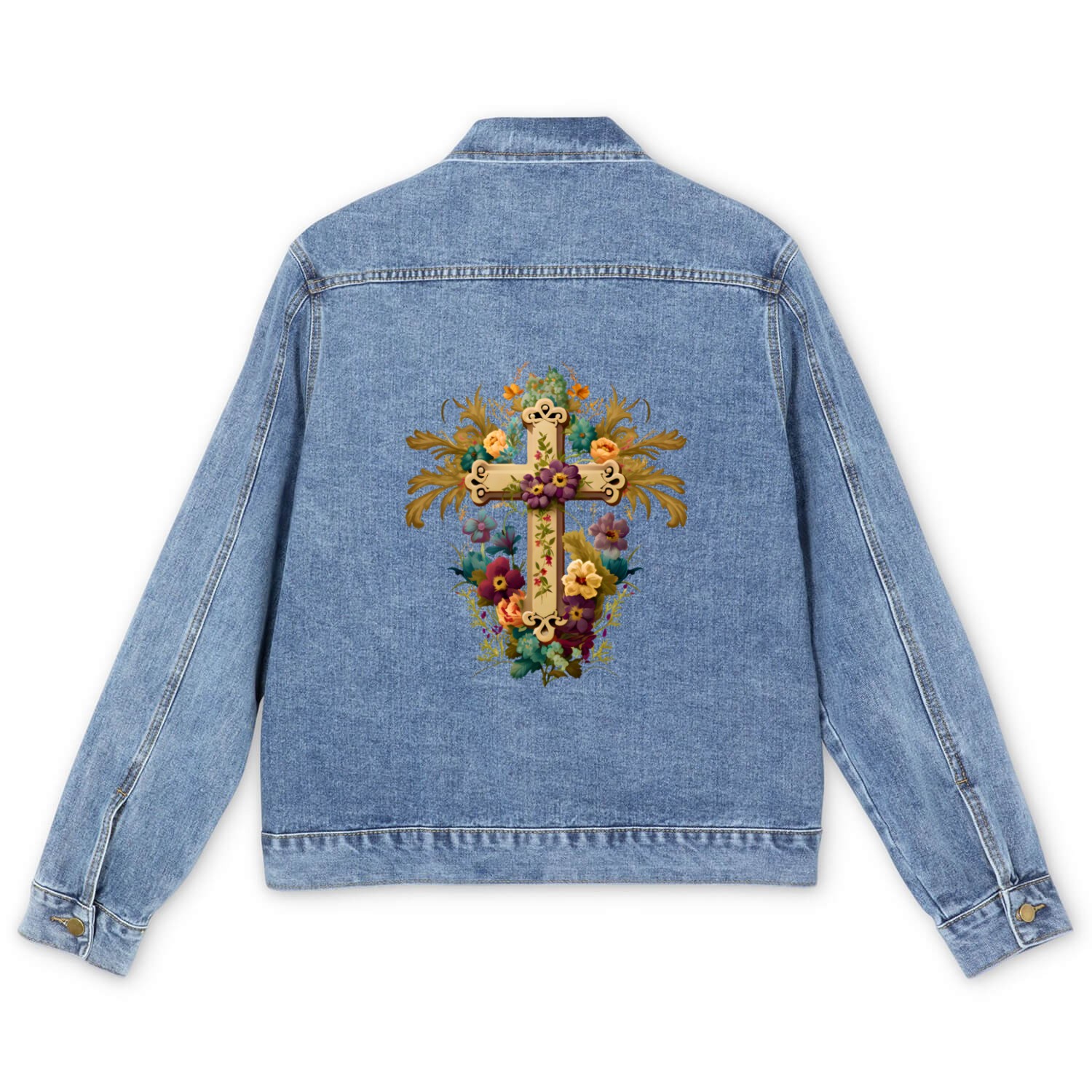 Jesus Cross Painting Men's Denim Jackets