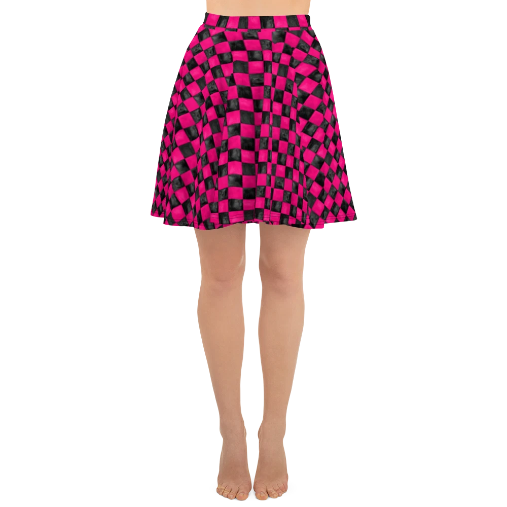 Checkerboard Retro Skater Skirt, Gift for Her