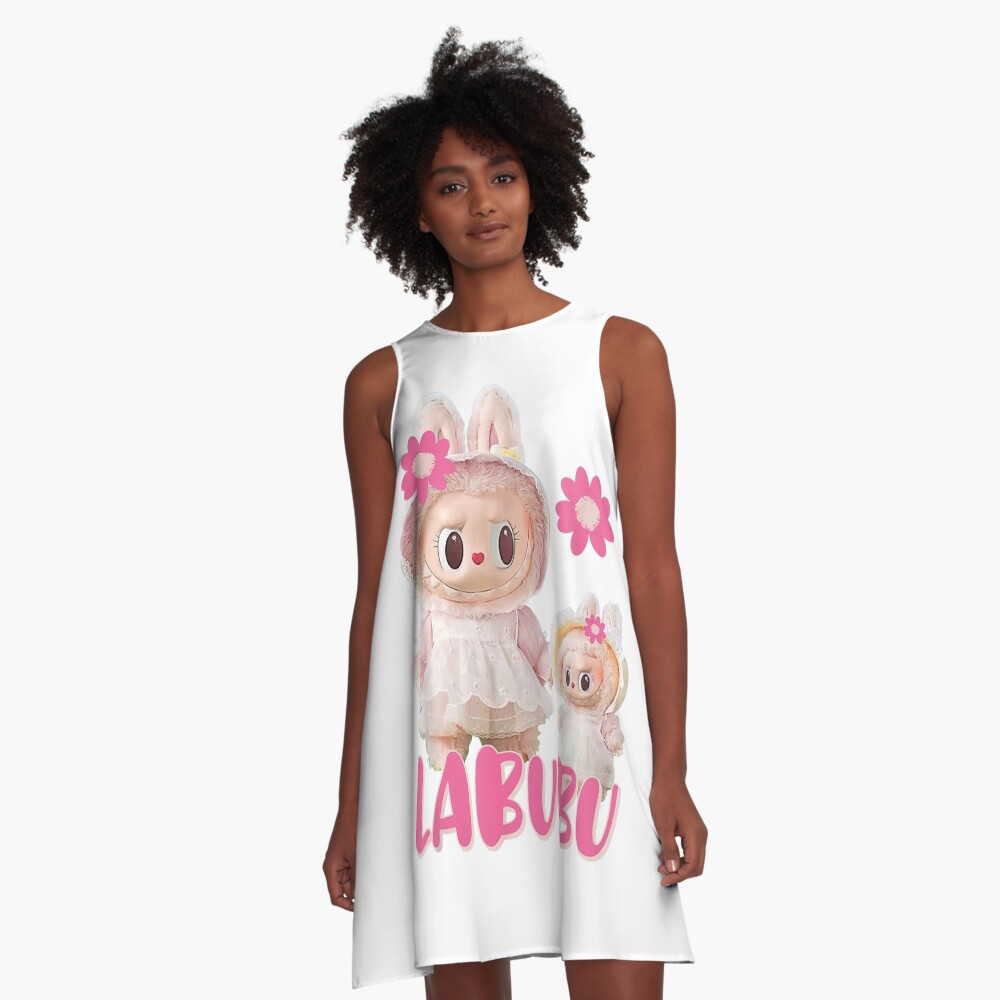 Cute Labubu - The Pink Lover Monsters A-Line Dress, Gift for Her