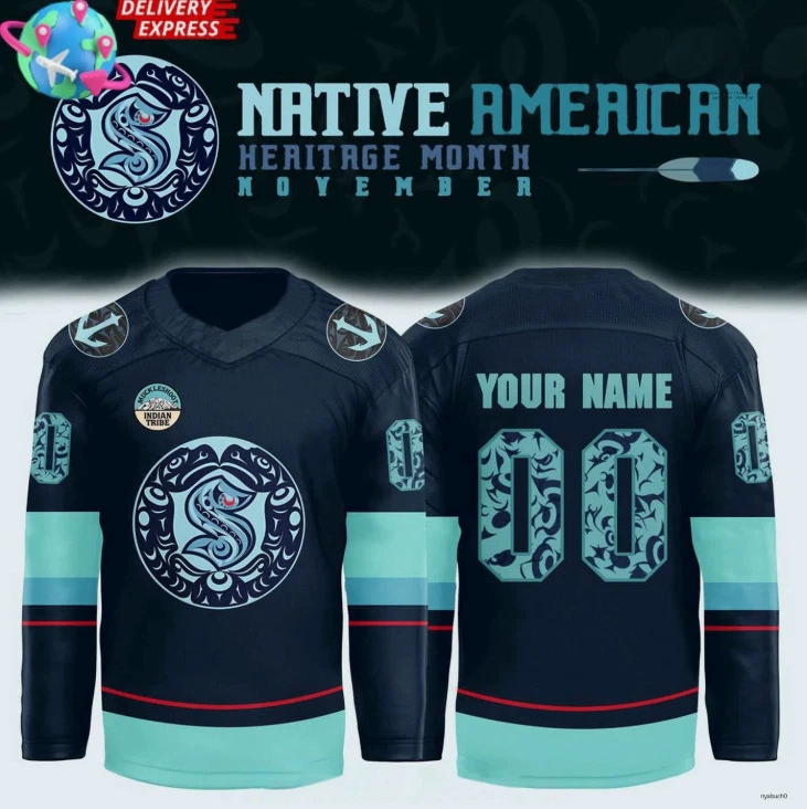 Personalized Seattle Native American Heritage Month 2025 Hockey Gift