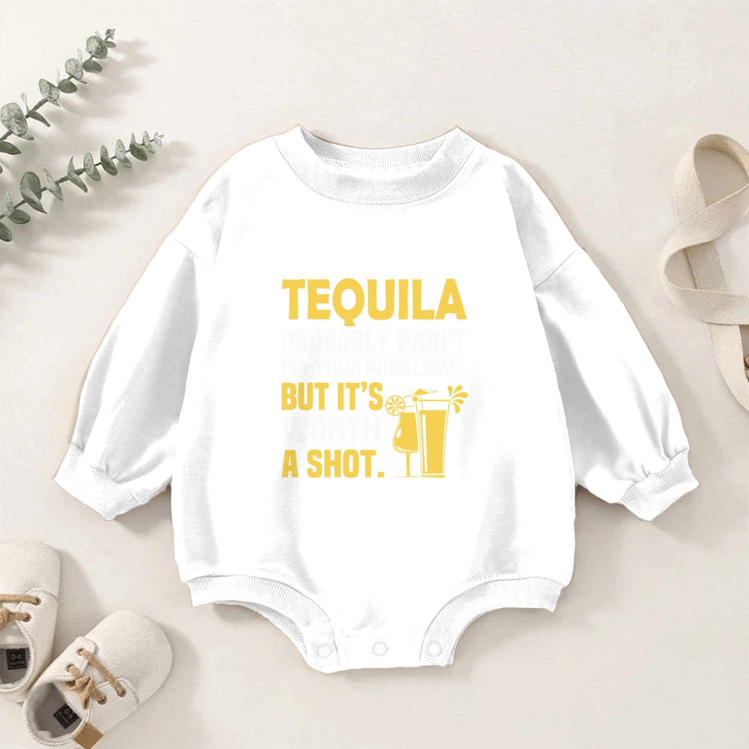 Tequila Probably Won't Fix Your Problems, But It's Baby Romper Sweatshirts