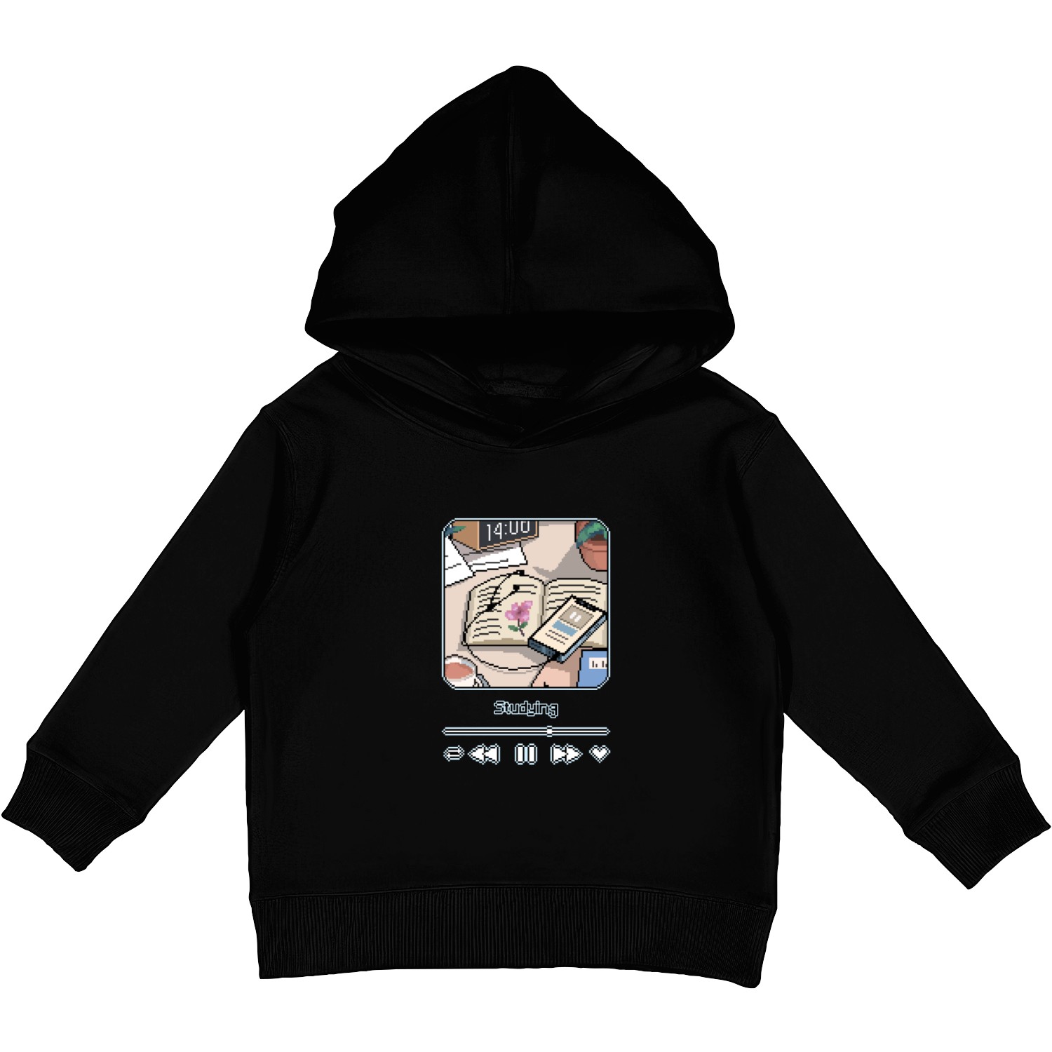 Pixel Lofi Books - Relaxing Study Vibes Kids Pullover Hoodies