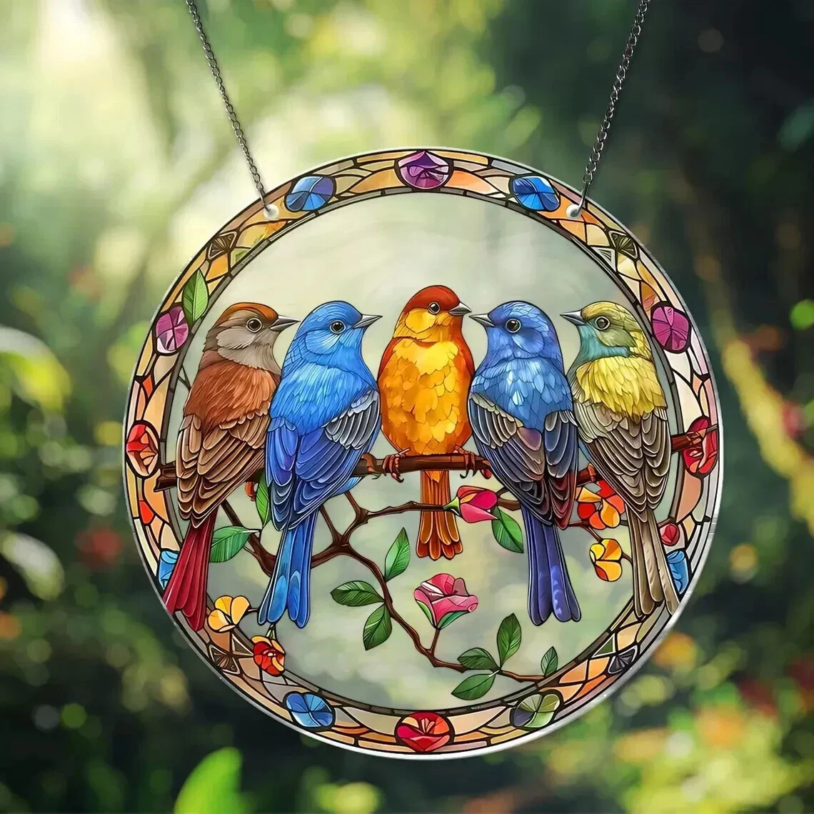 Hummingbird Stained Glass Suncatcher, Window Hanging Decor